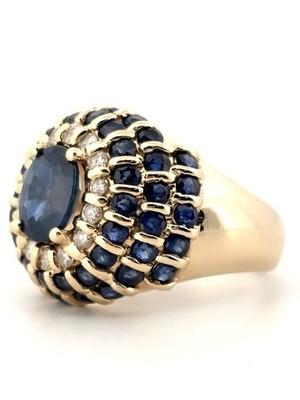 Beautiful 14K 2.92ctw Round & Oval Sapphire 0.28ctw Diamond Ring