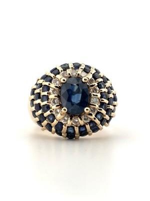 Beautiful 14K 2.92ctw Round & Oval Sapphire 0.28ctw Diamond Ring
