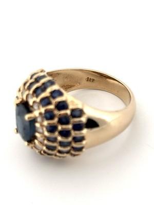 Beautiful 14K 2.92ctw Round & Oval Sapphire 0.28ctw Diamond Ring