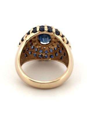 Beautiful 14K 2.92ctw Round & Oval Sapphire 0.28ctw Diamond Ring