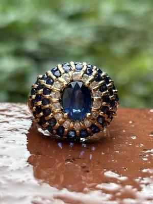 Beautiful 14K 2.92ctw Round & Oval Sapphire 0.28ctw Diamond Ring