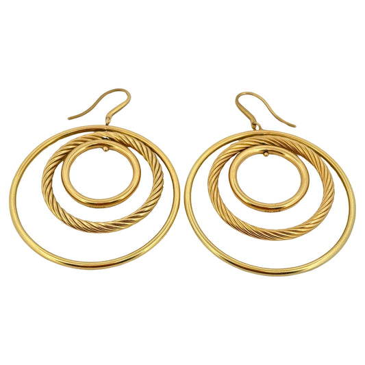 David Yurman 18k Yellow Gold Mobile Very Large Hoop Dangle Earrings