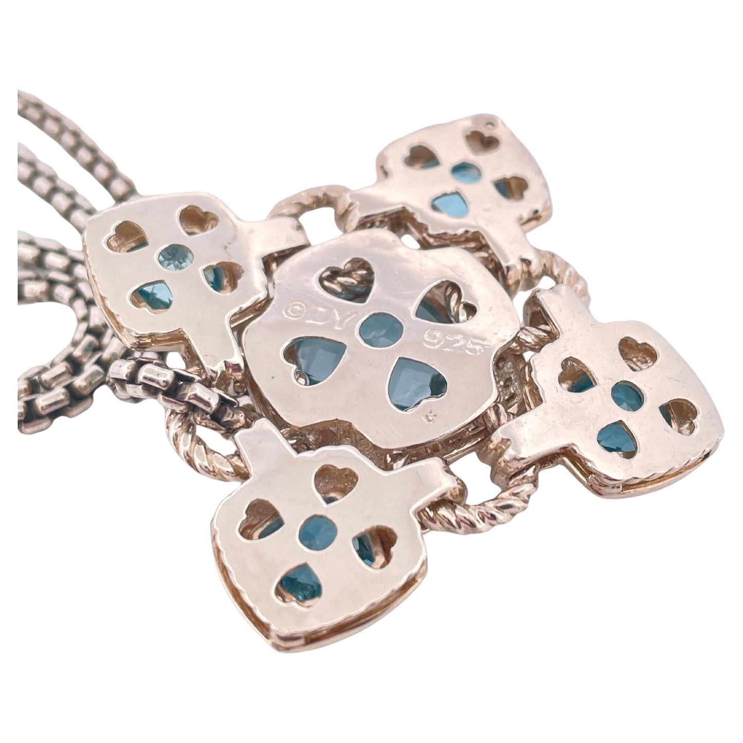 David Yurman Blue Topaz Renaissance Pendant & Chain Set in 925 Sterling Silver