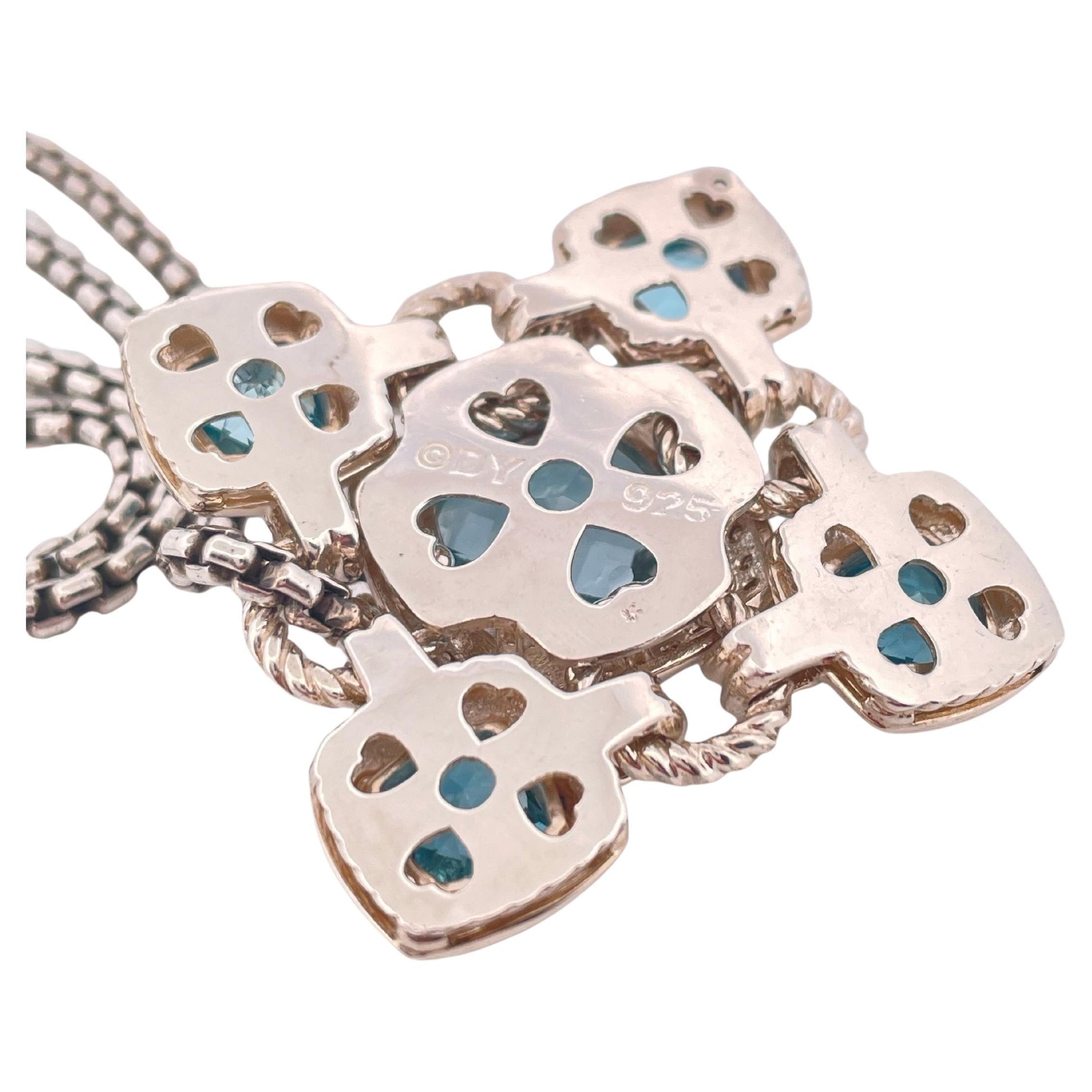 David Yurman Blue Topaz Renaissance Pendant & Chain Set in 925 Sterling Silver