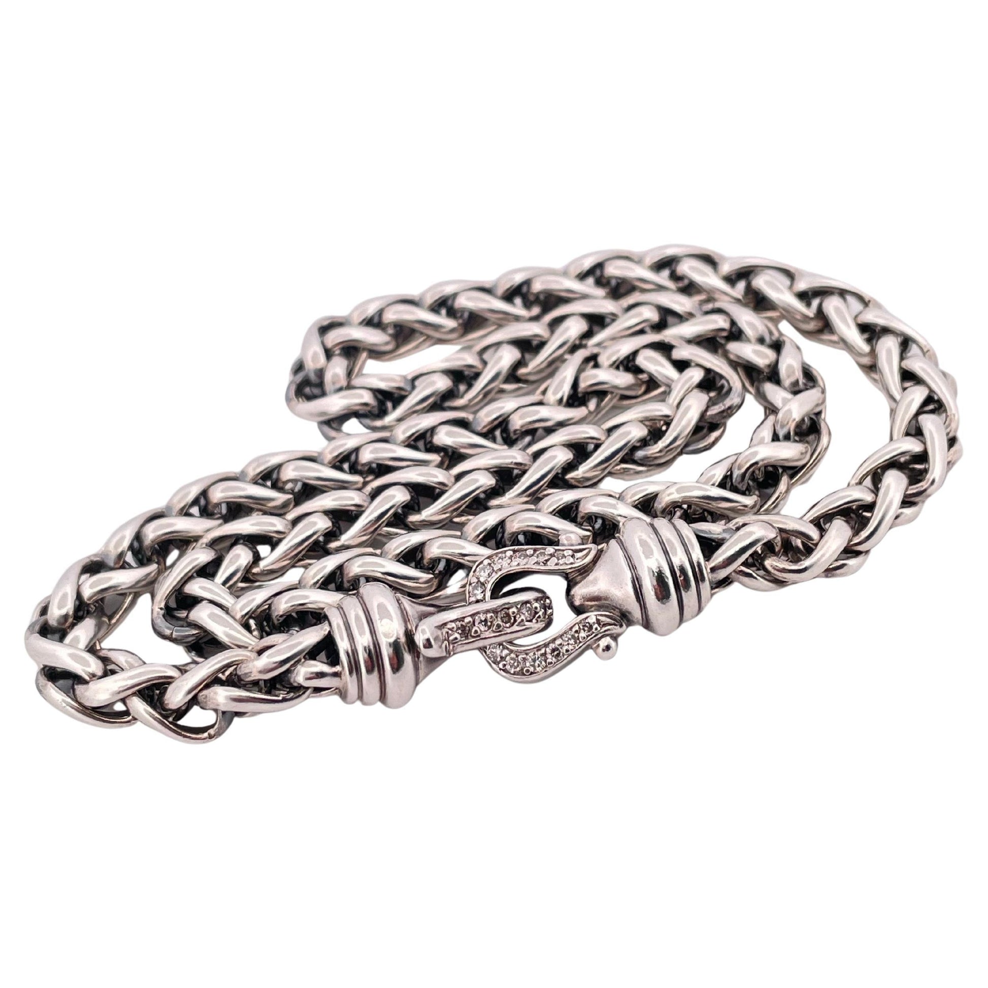 David Yurman Diamond  16” Chain Necklace Set in 925 Sterling Silver