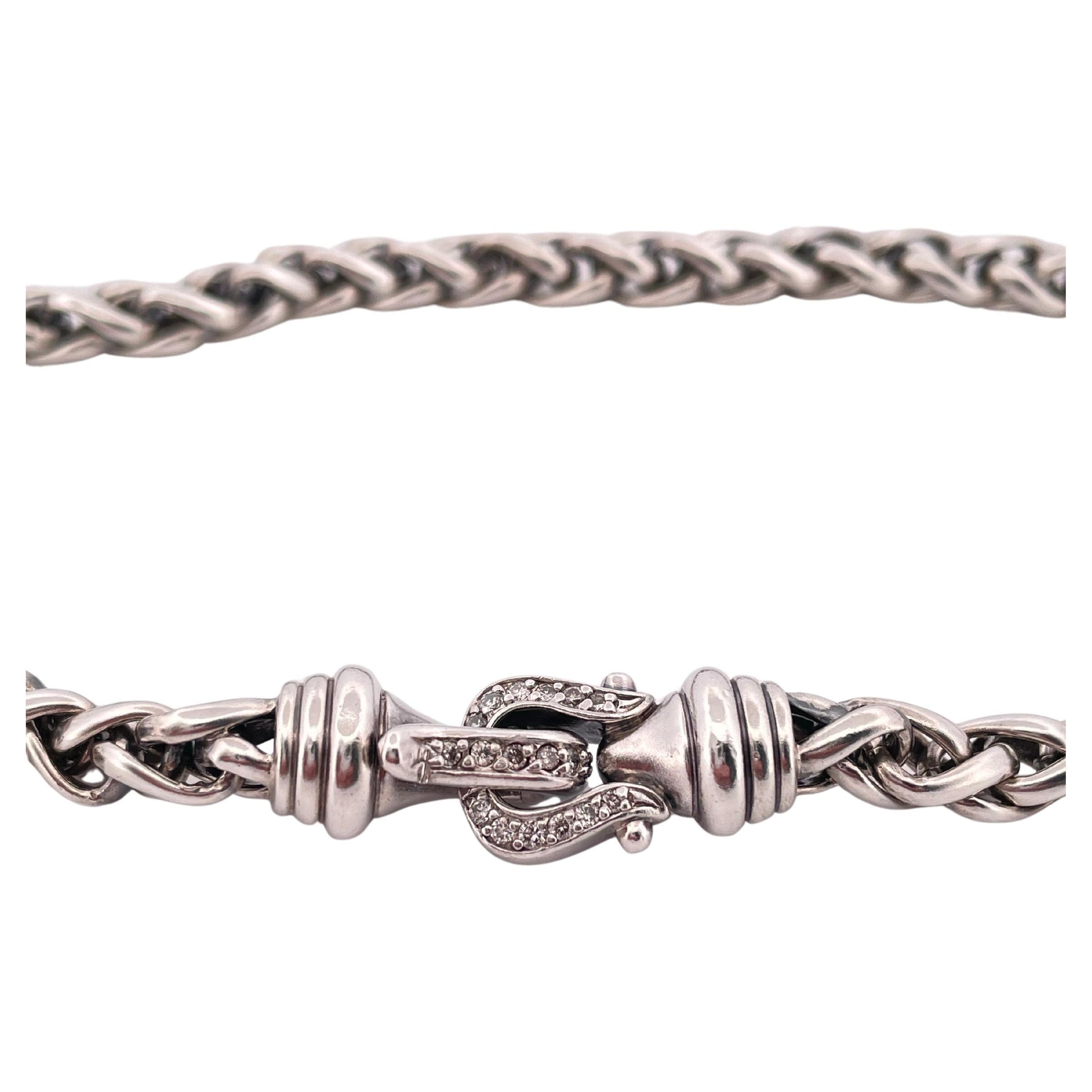 David Yurman Diamond  16” Chain Necklace Set in 925 Sterling Silver