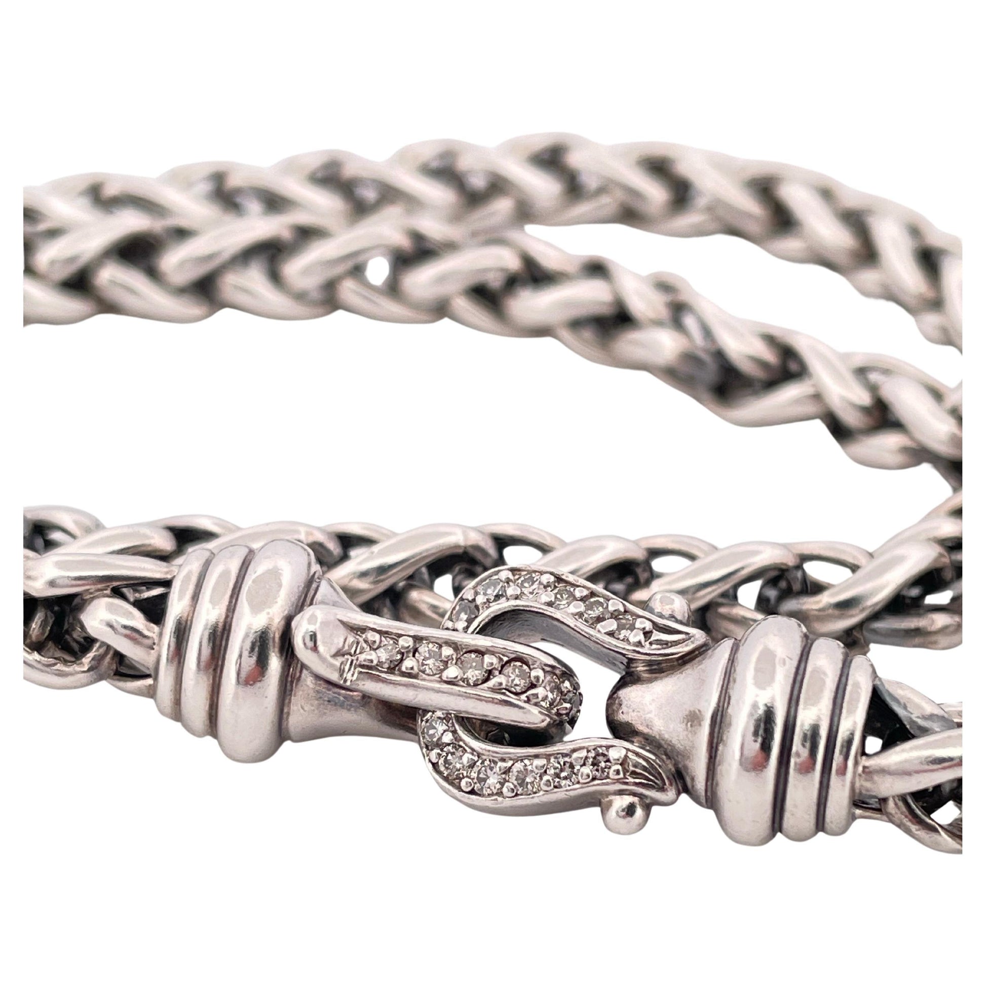 David Yurman Diamond  16” Chain Necklace Set in 925 Sterling Silver