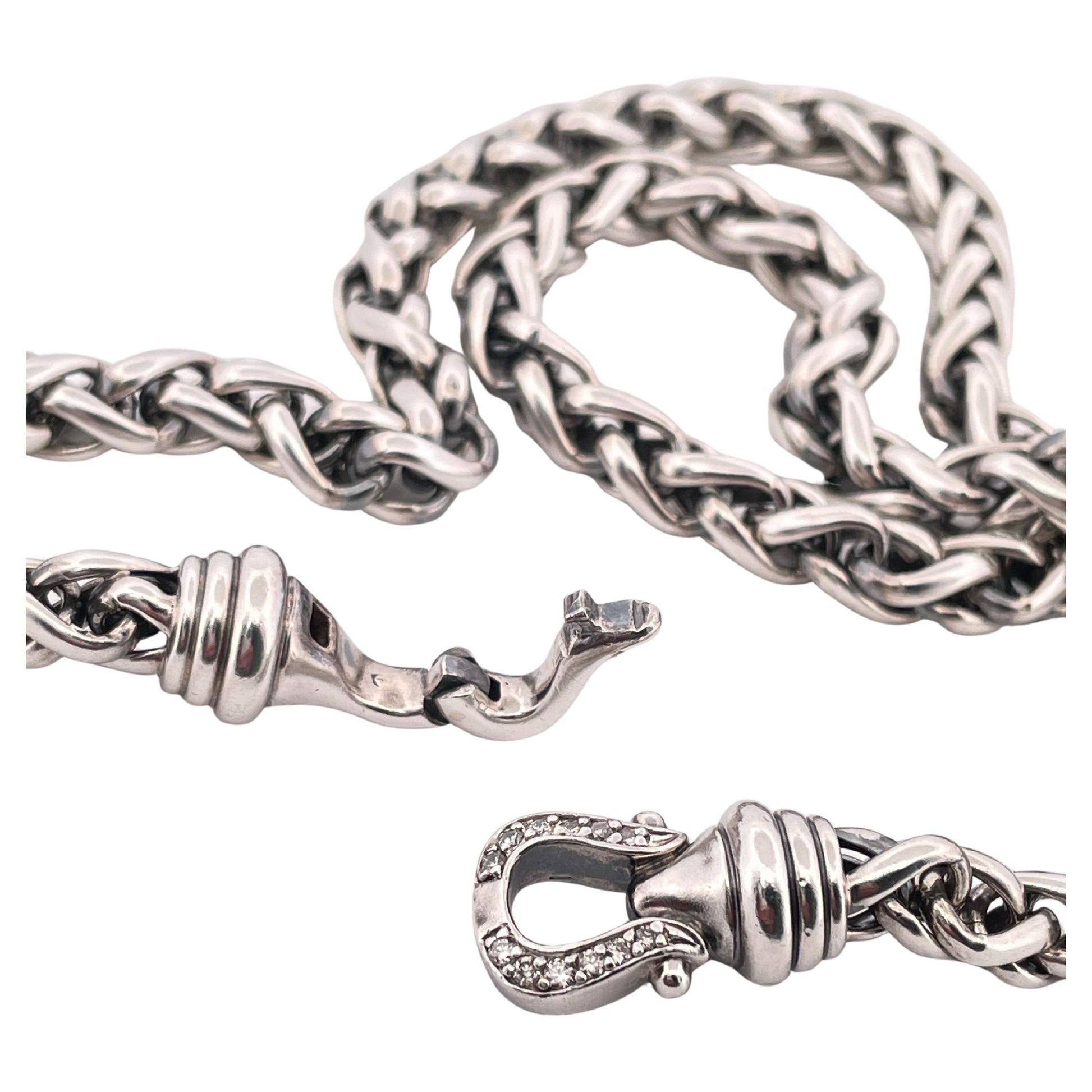 David Yurman Diamond  16” Chain Necklace Set in 925 Sterling Silver