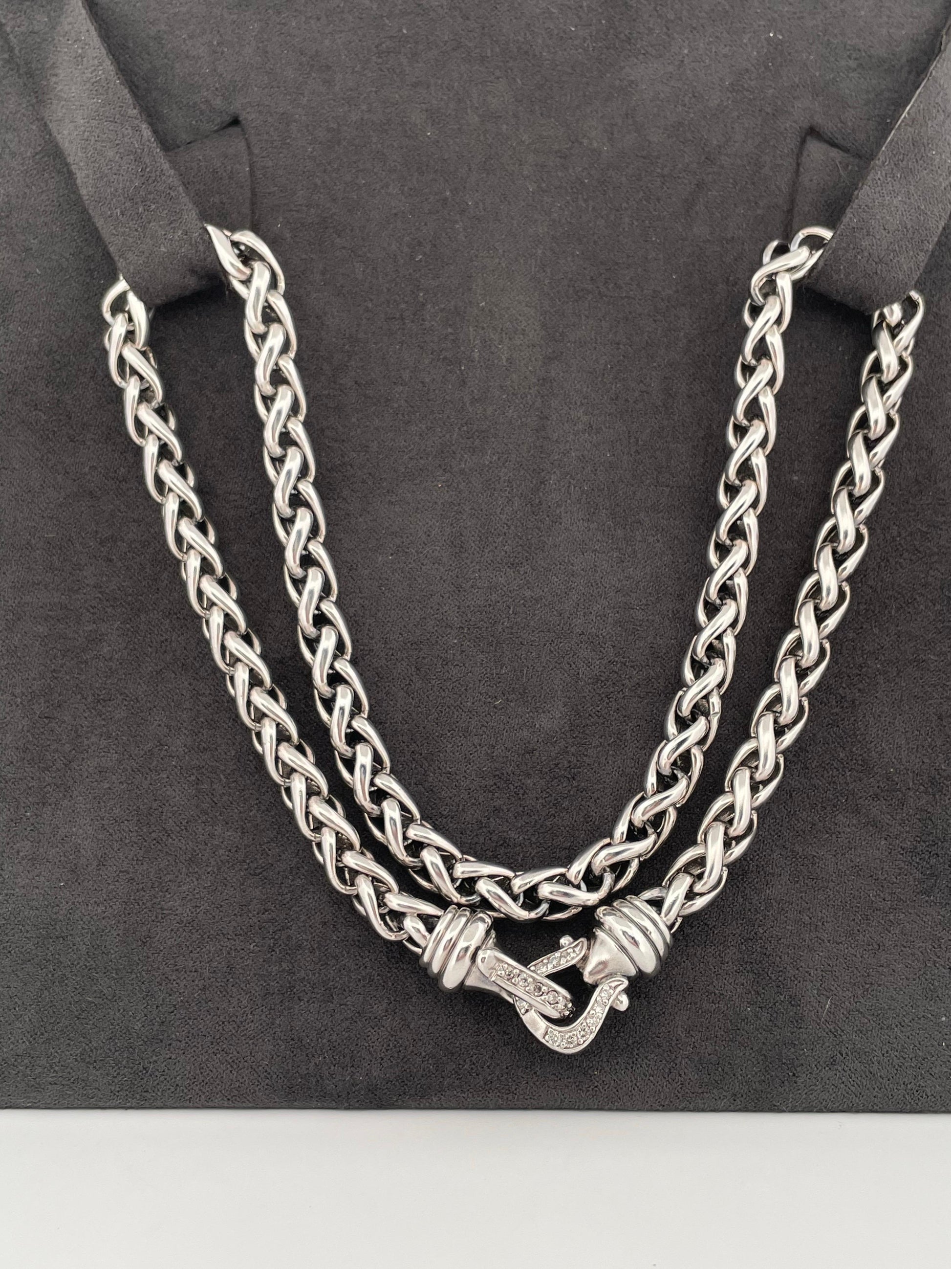 David Yurman Diamond  16” Chain Necklace Set in 925 Sterling Silver
