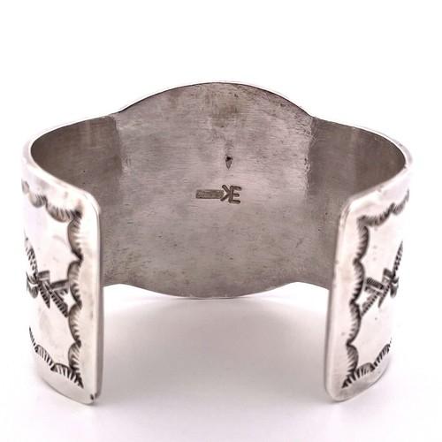 Emerson Kinzel Navajo 1 Sterling Silver Blue Turquoise Cuff Bracelet Large