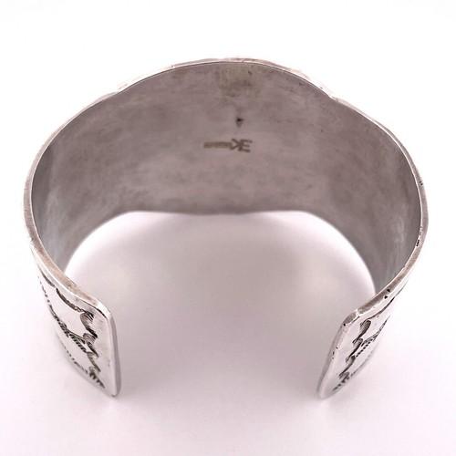 Emerson Kinzel Navajo 1 Sterling Silver Blue Turquoise Cuff Bracelet Large