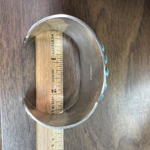 Emerson Kinzel Navajo 1 Sterling Silver Blue Turquoise Cuff Bracelet Large