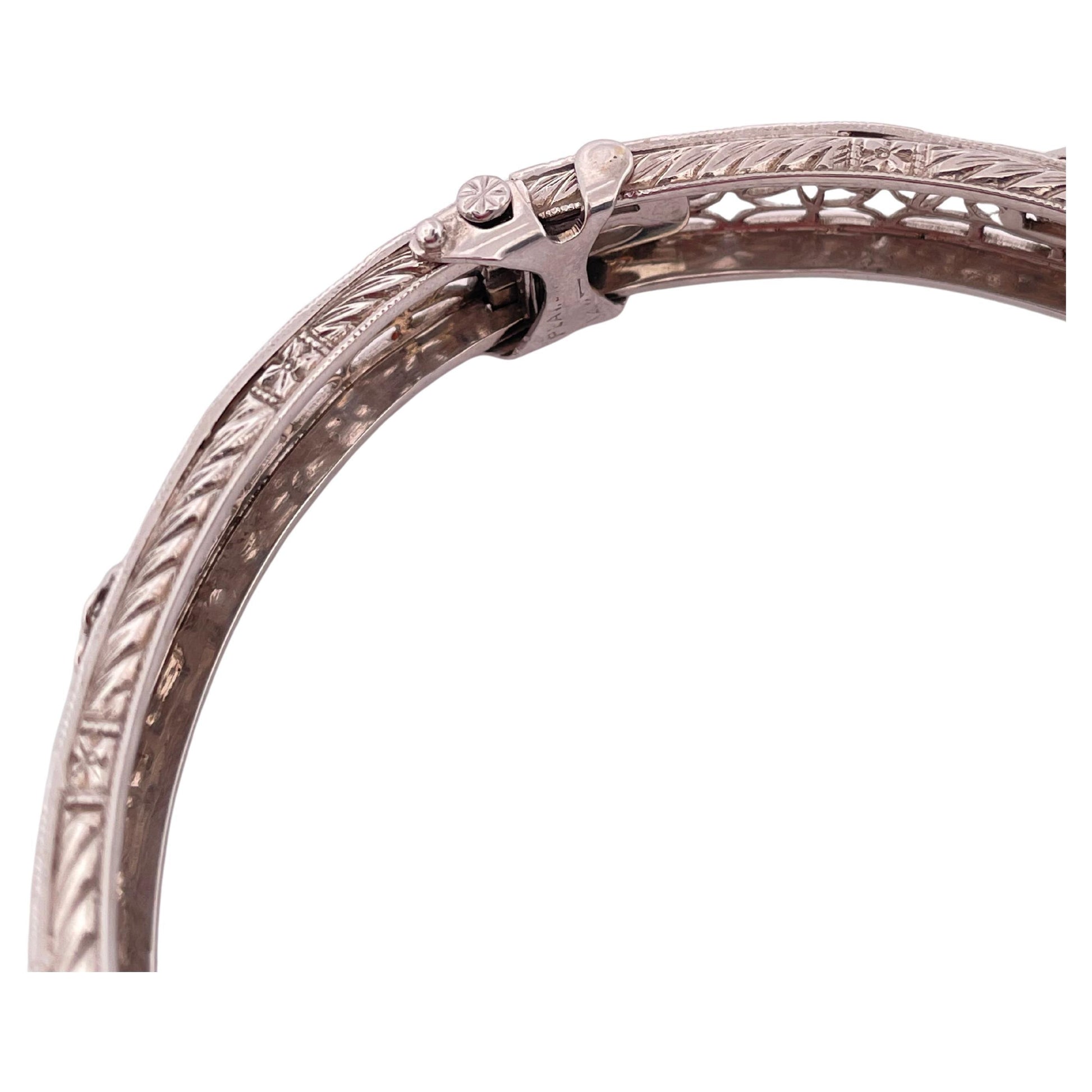 Filigree 0.30ctw Diamond & 0.10ctw Lab Emerald Bangle Bracelet Set In 14K Gold