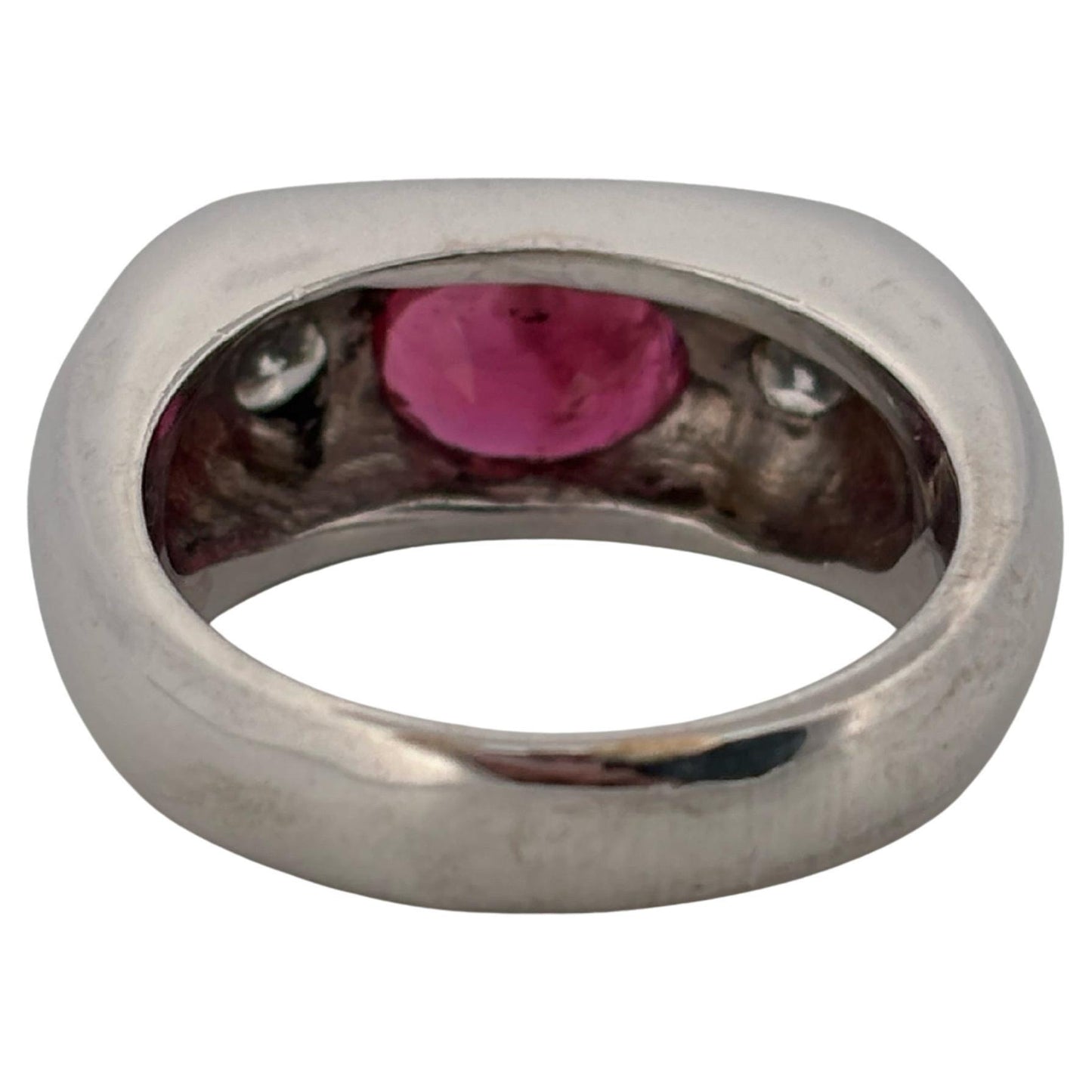 GIA Thailand Mid Century 1.25ctw Oval Ruby 0.60ctw Round Diamond 14K White Gold