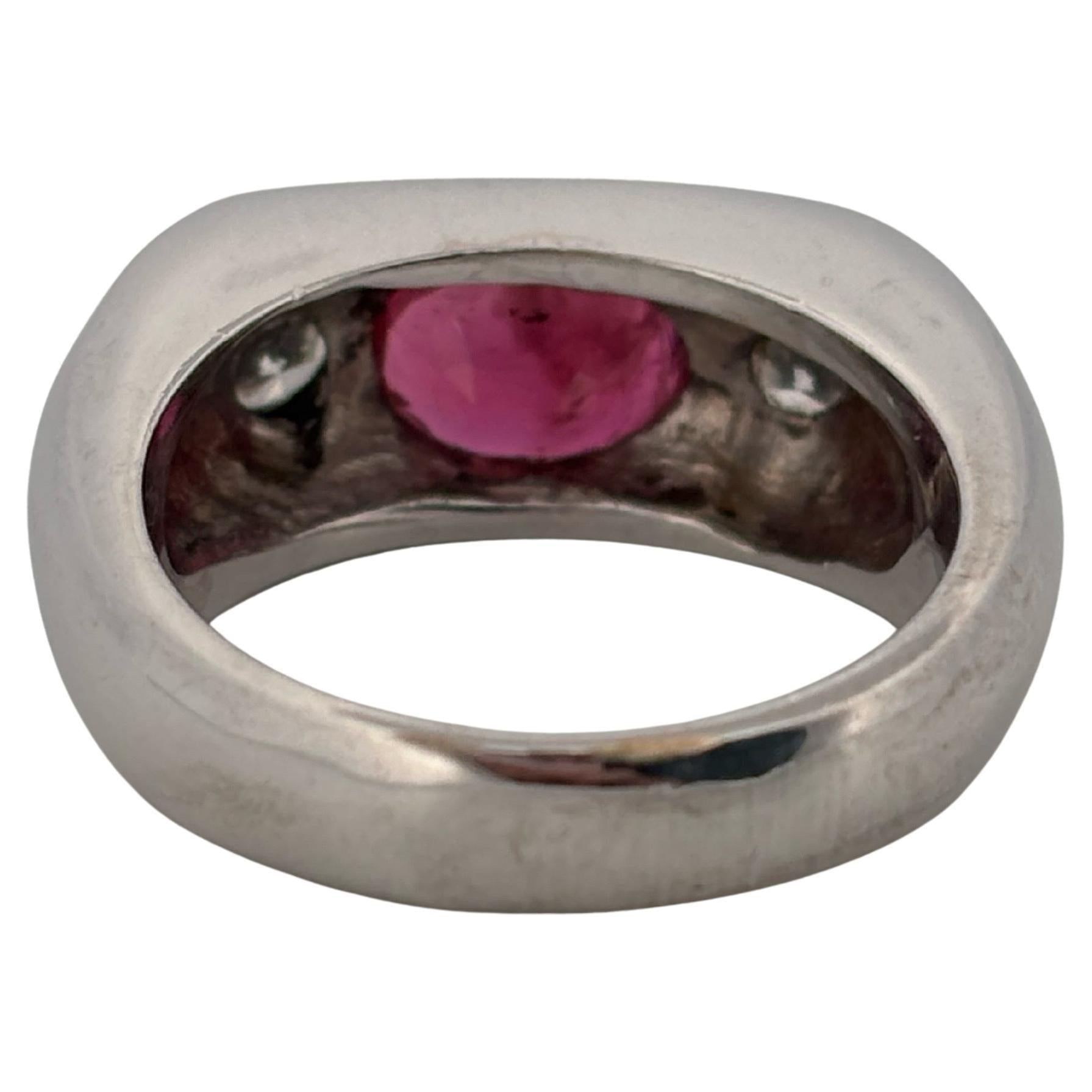 GIA Thailand Mid Century 1.25ctw Oval Ruby 0.60ctw Round Diamond 14K White Gold