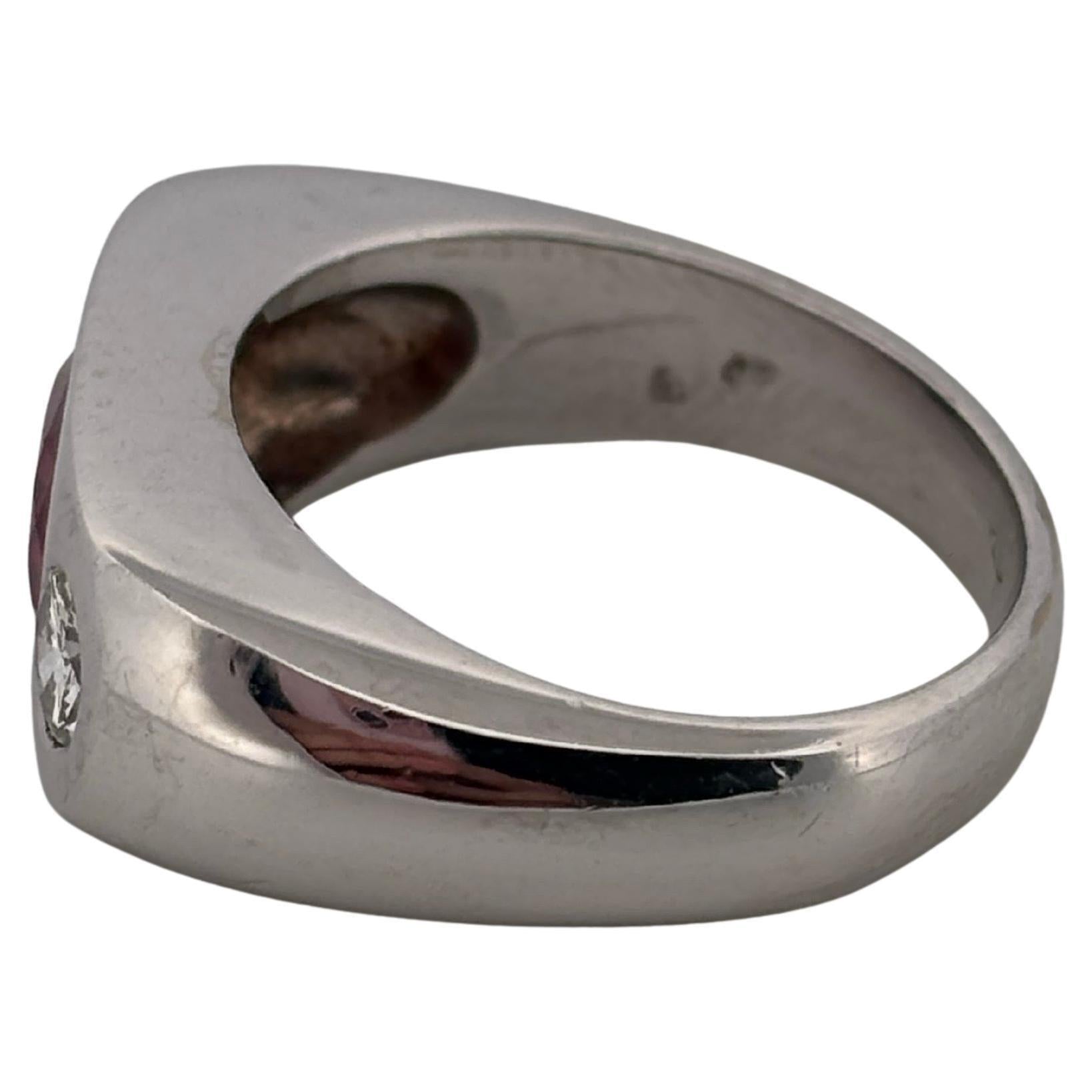GIA Thailand Mid Century 1.25ctw Oval Ruby 0.60ctw Round Diamond 14K White Gold