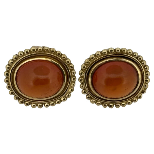 Helen Woodhull 18K Yellow Gold Oval Faceted Cabochon Citrine Earrings