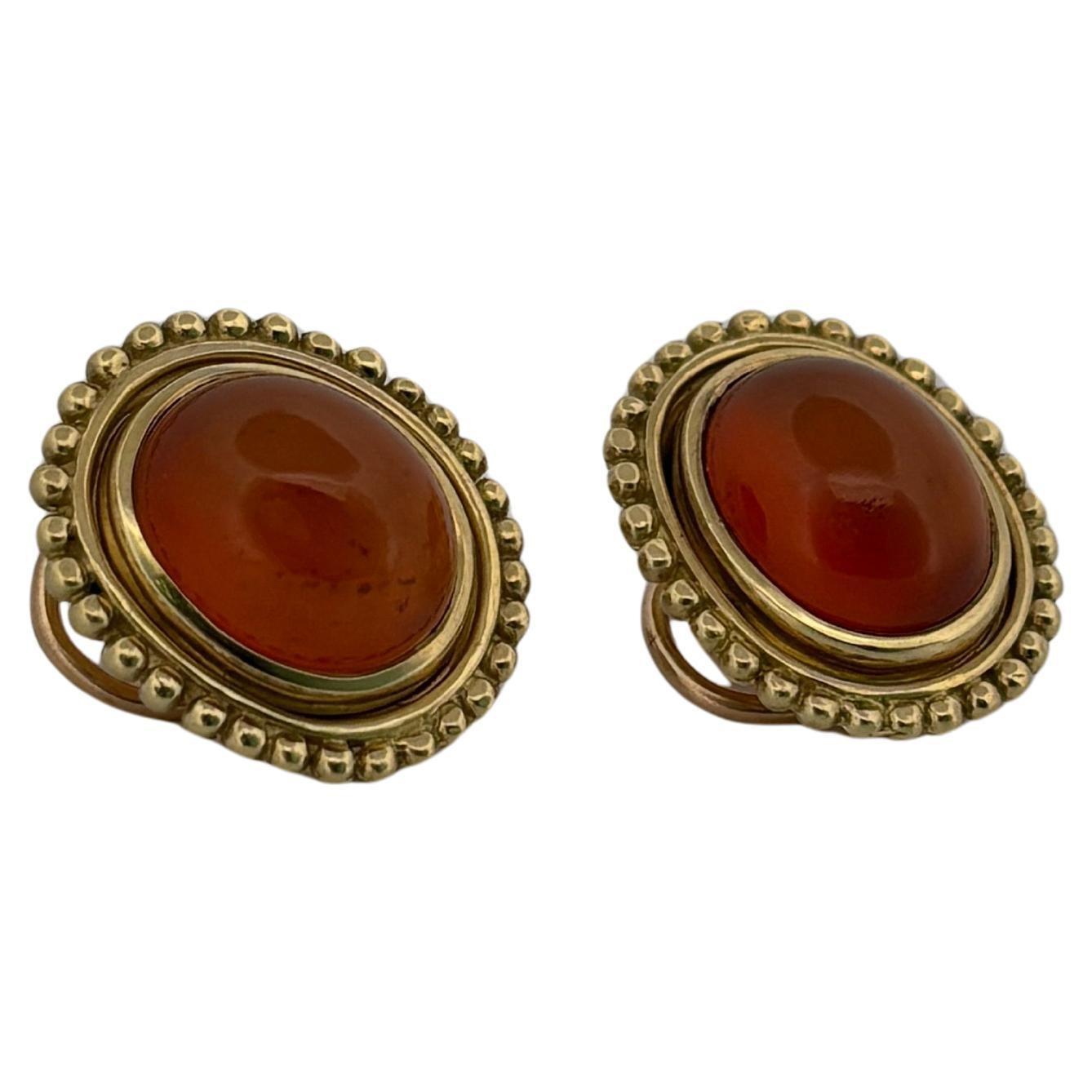 Helen Woodhull 18K Yellow Gold Oval Faceted Cabochon Citrine Earrings
