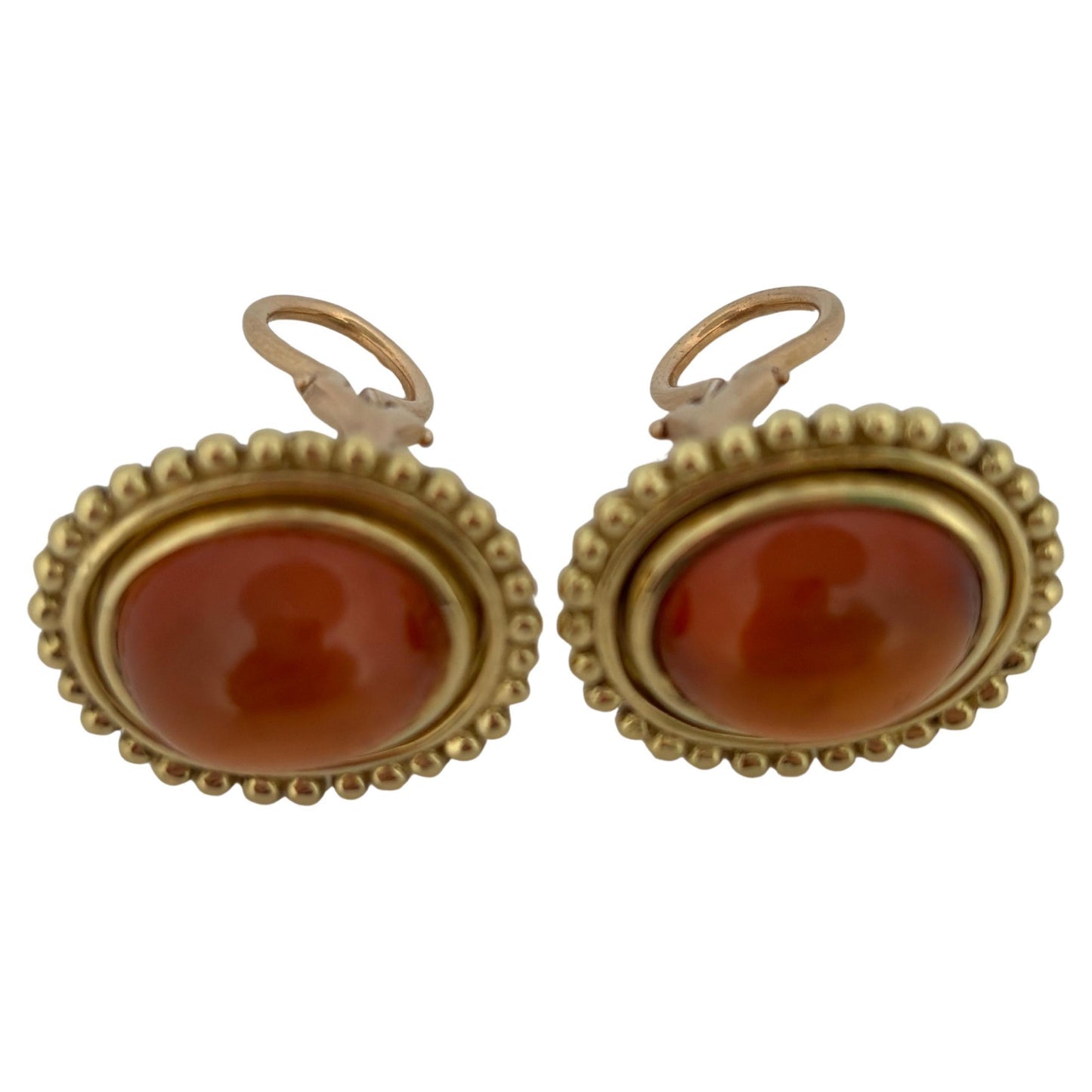 Helen Woodhull 18K Yellow Gold Oval Faceted Cabochon Citrine Earrings