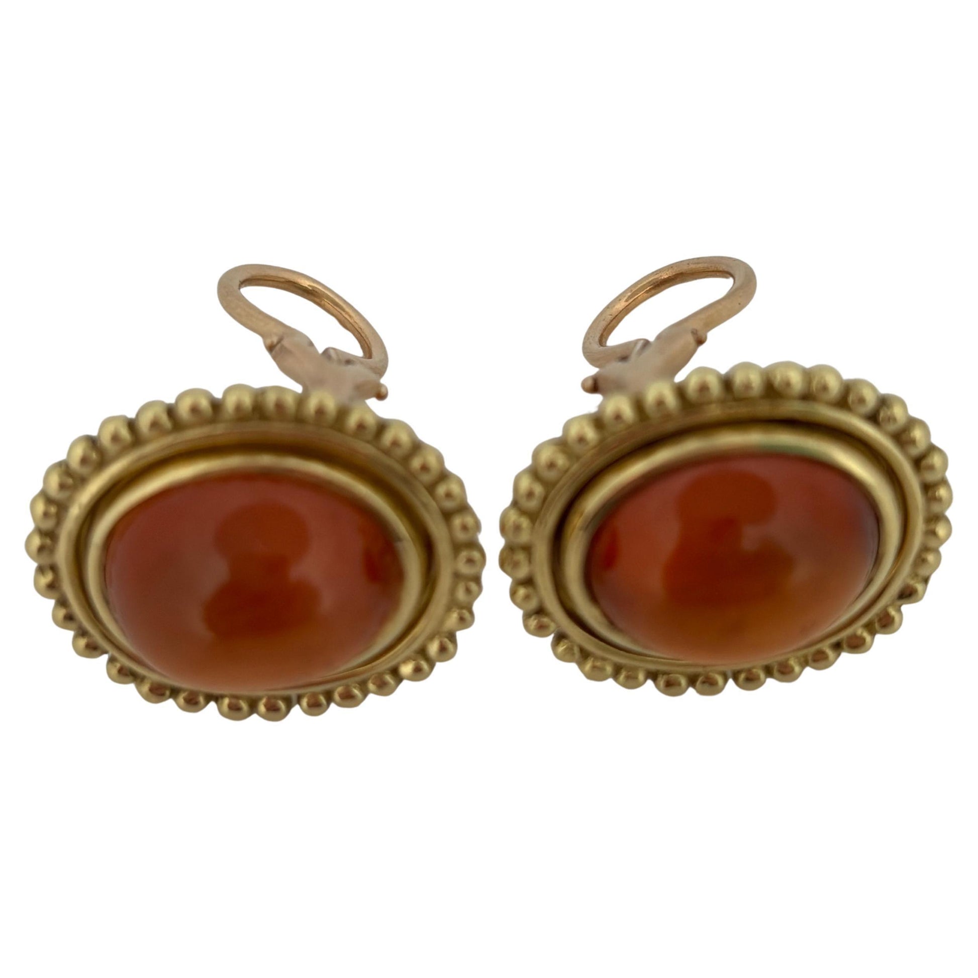 Helen Woodhull 18K Yellow Gold Oval Faceted Cabochon Citrine Earrings