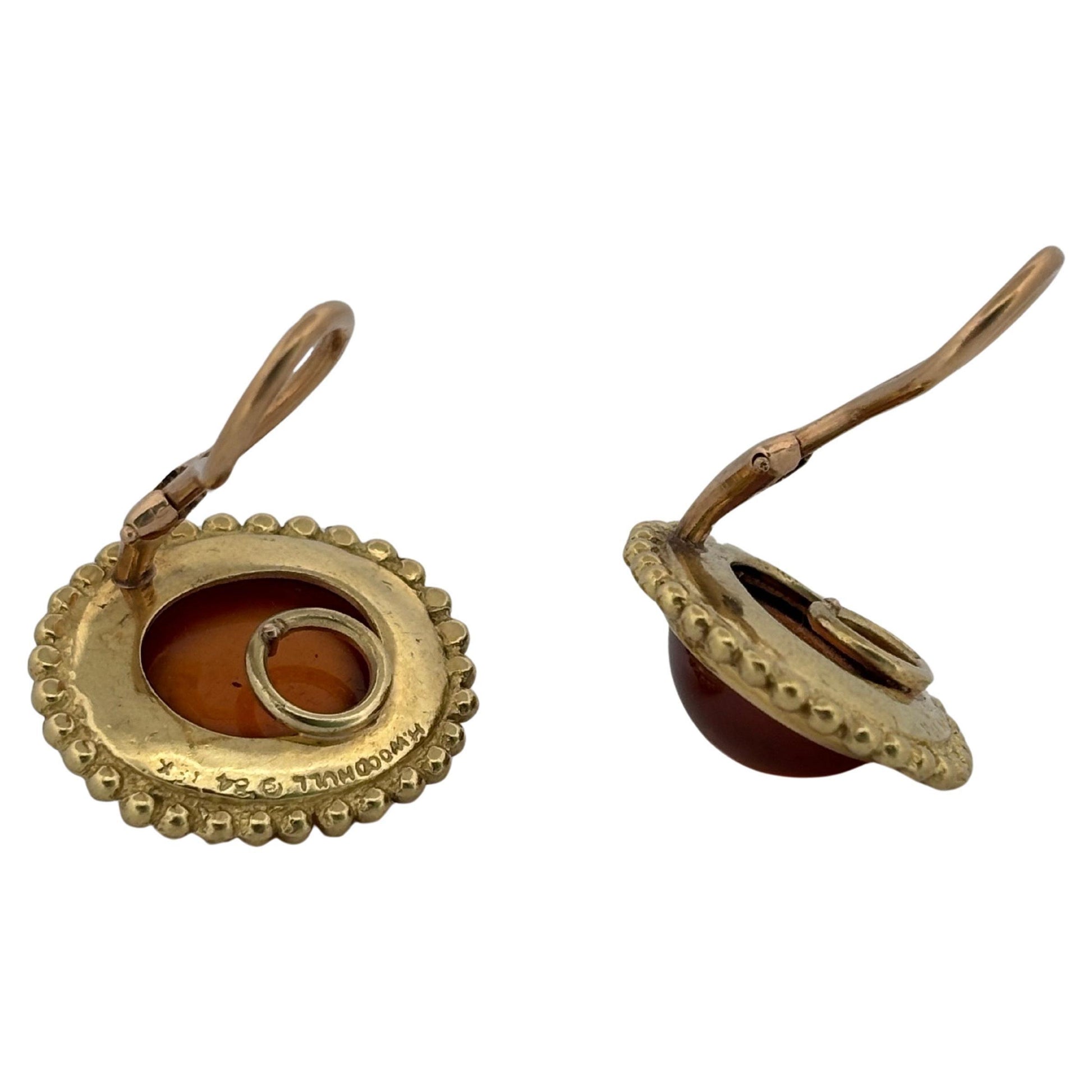 Helen Woodhull 18K Yellow Gold Oval Faceted Cabochon Citrine Earrings