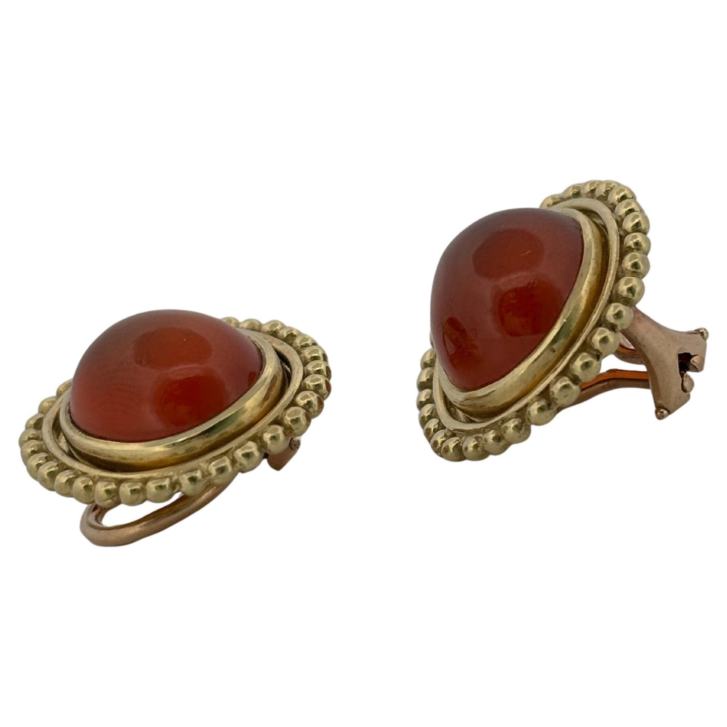 Helen Woodhull 18K Yellow Gold Oval Faceted Cabochon Citrine Earrings