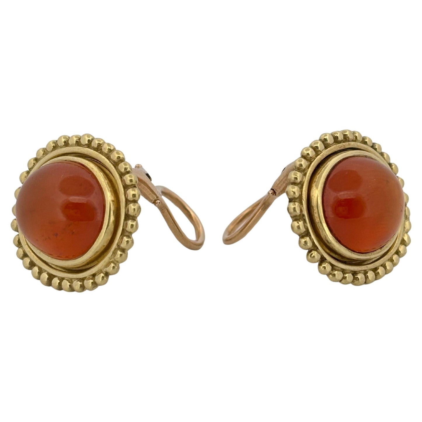 Helen Woodhull 18K Yellow Gold Oval Faceted Cabochon Citrine Earrings