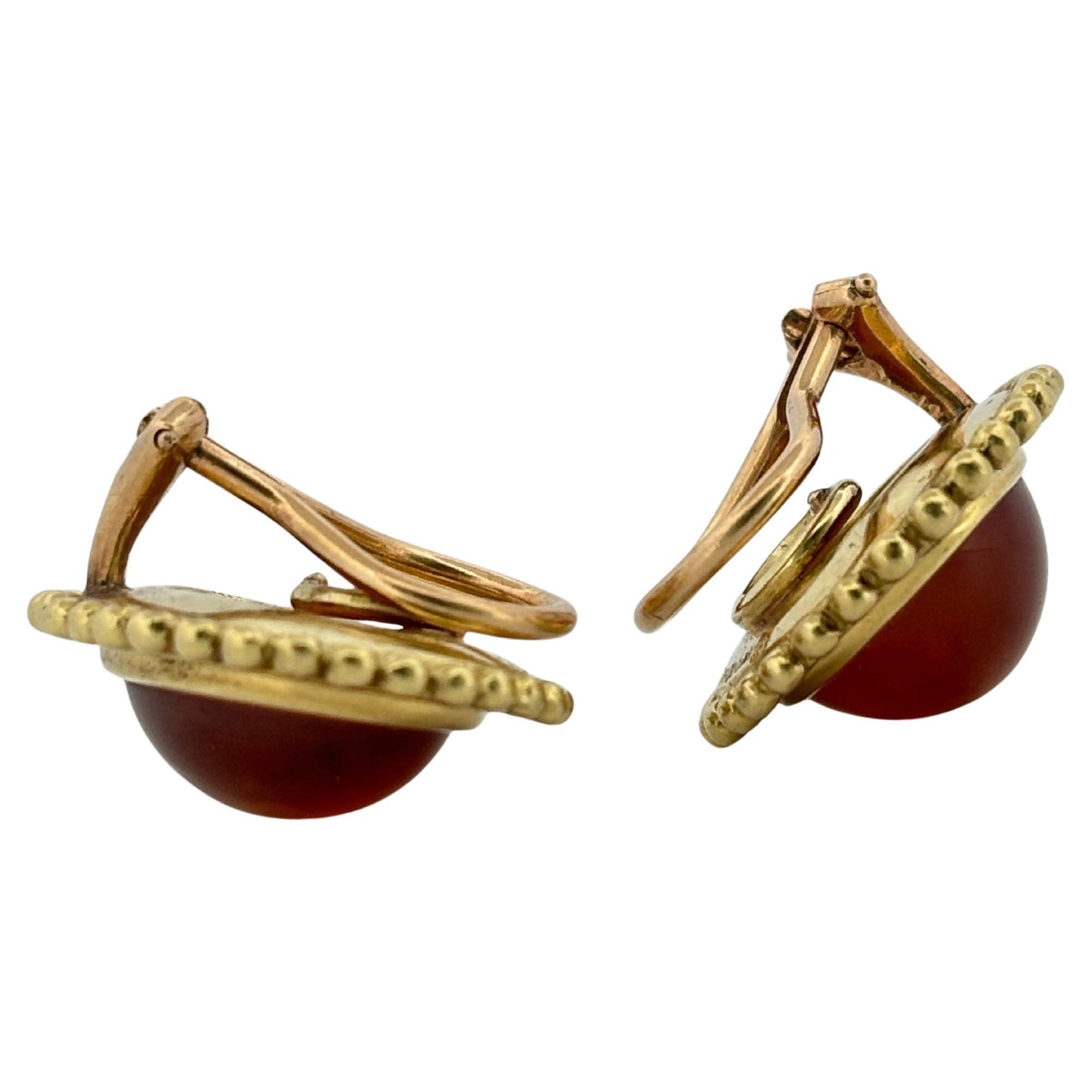Helen Woodhull 18K Yellow Gold Oval Faceted Cabochon Citrine Earrings