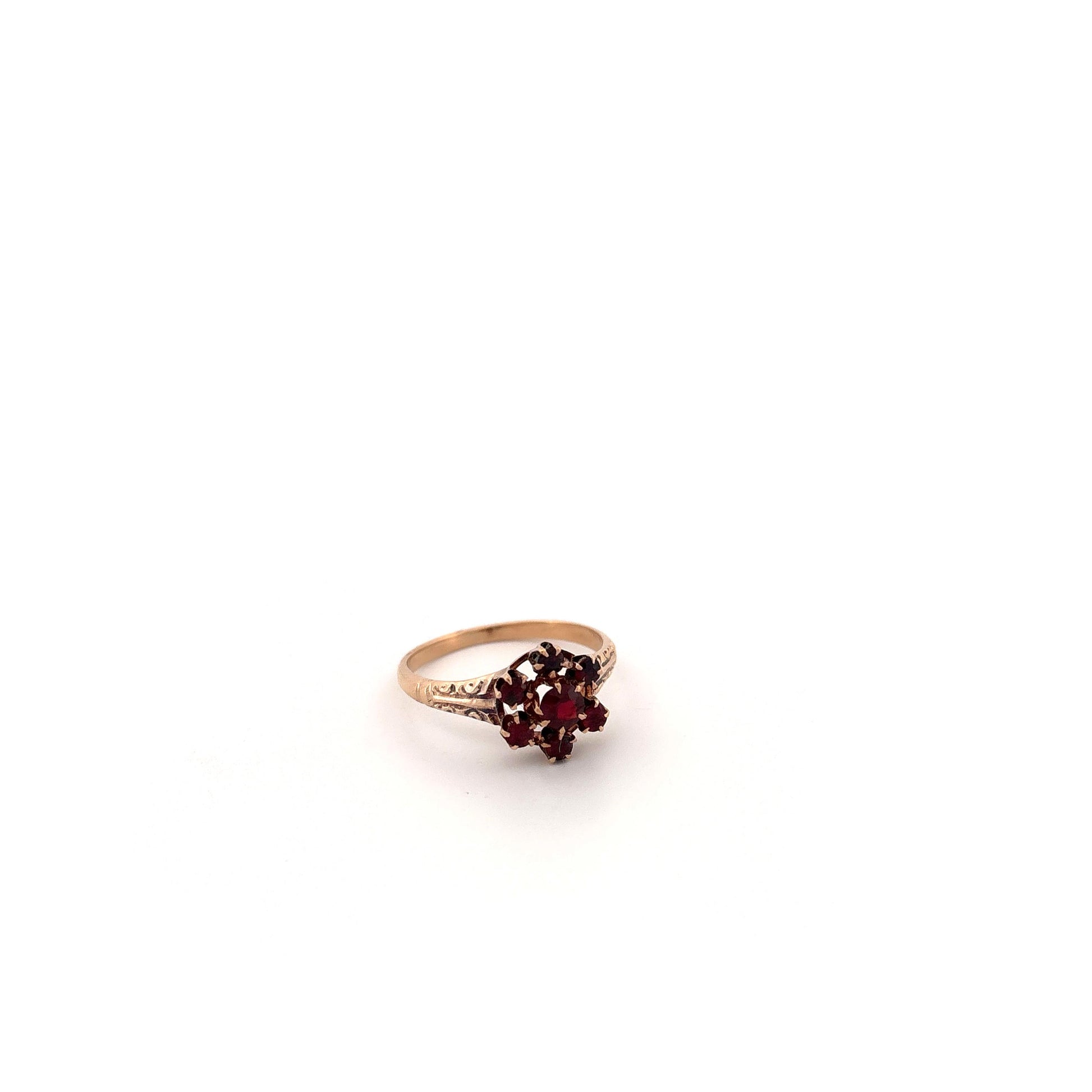 10k Garnet Floral Ring
