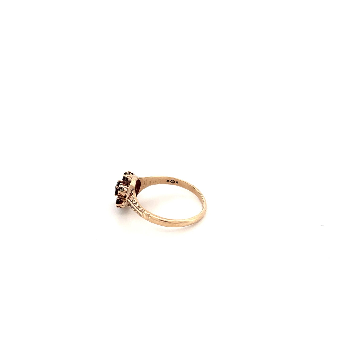 10k Garnet Floral Ring