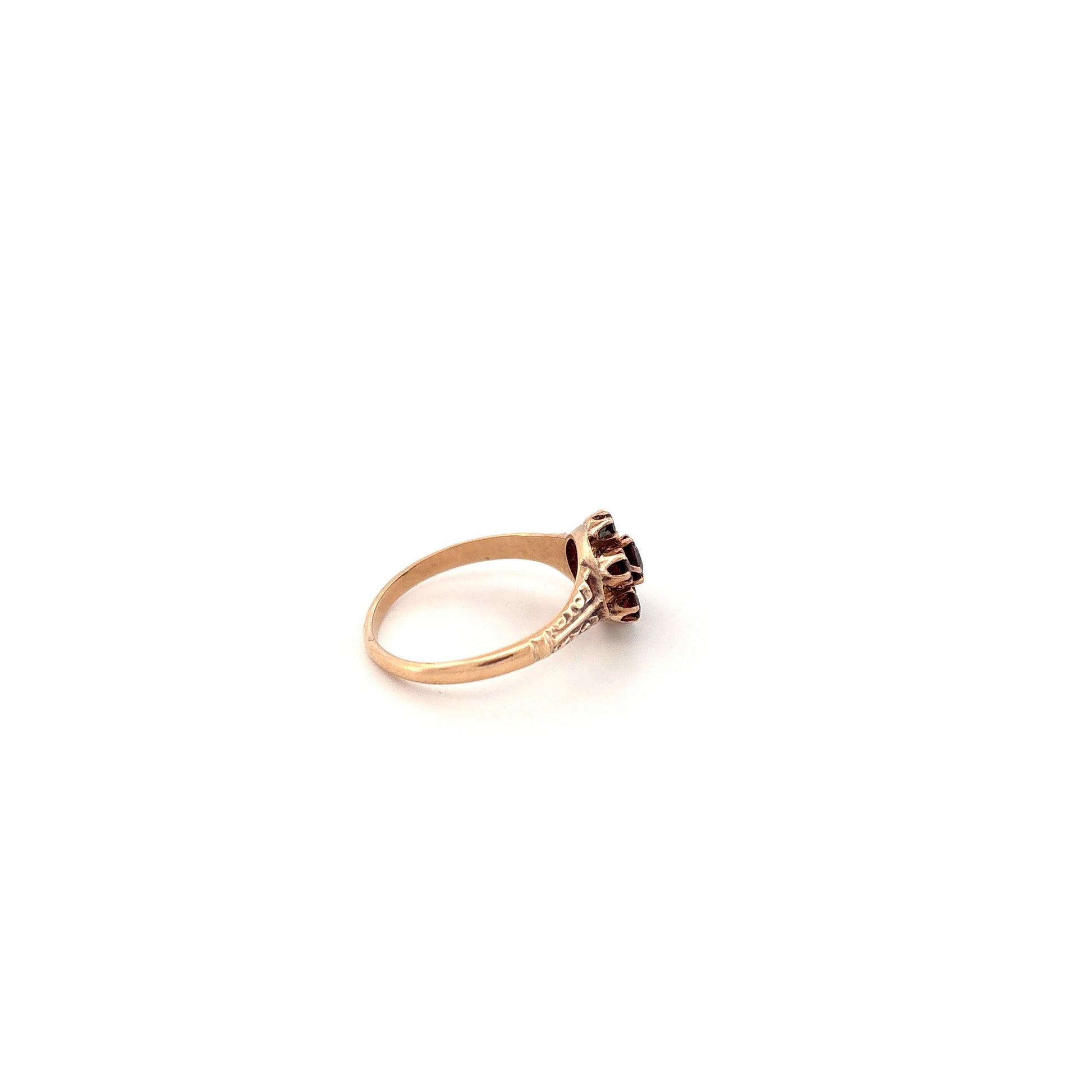 10k Garnet Floral Ring