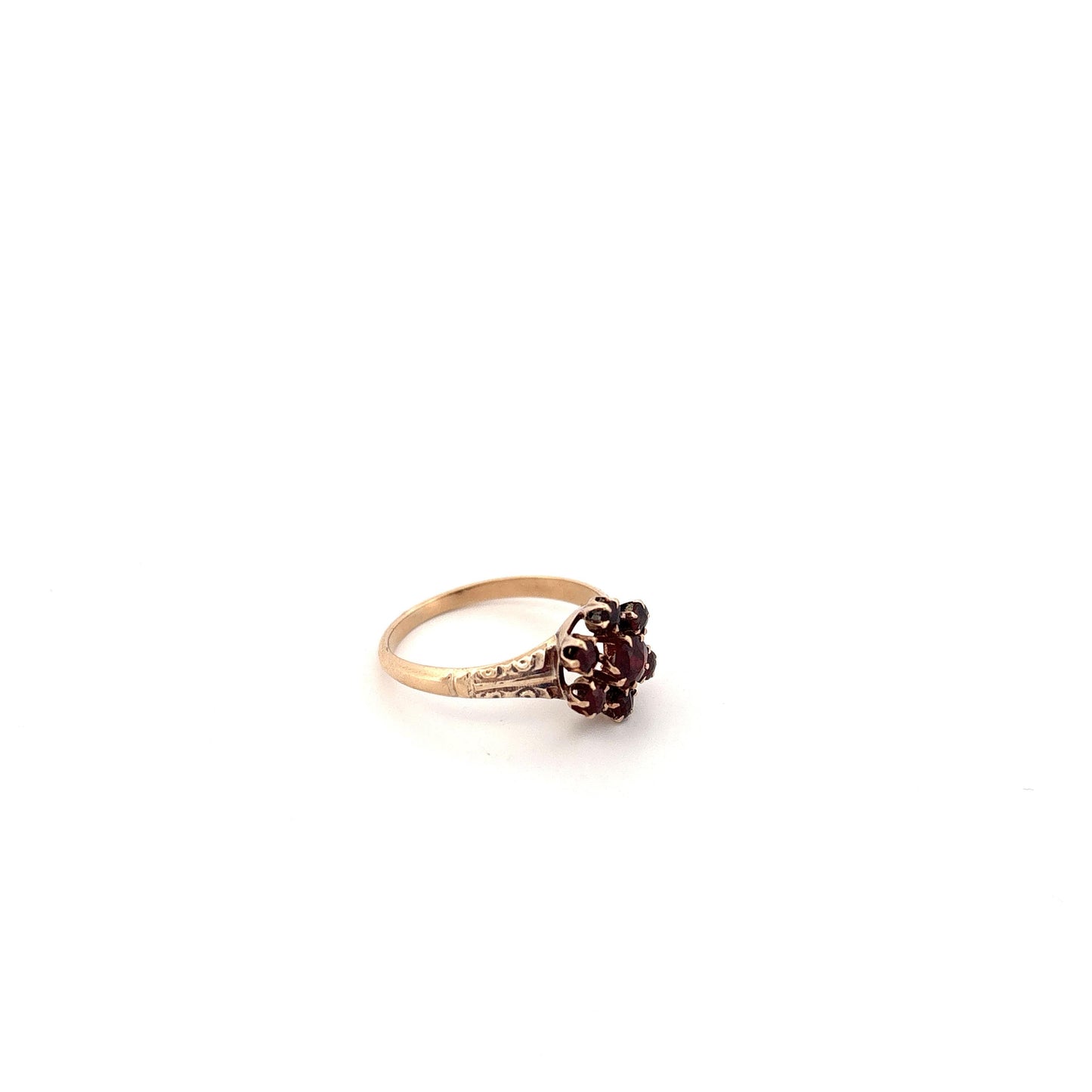 10k Garnet Floral Ring