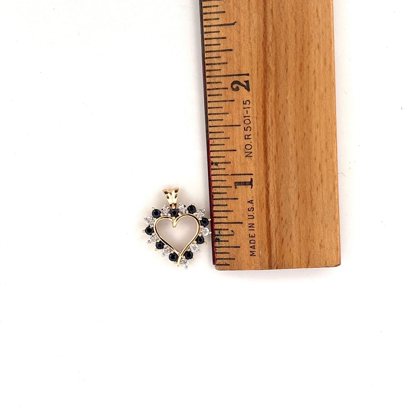 14K Diamond & Sapphire Heart Pendant