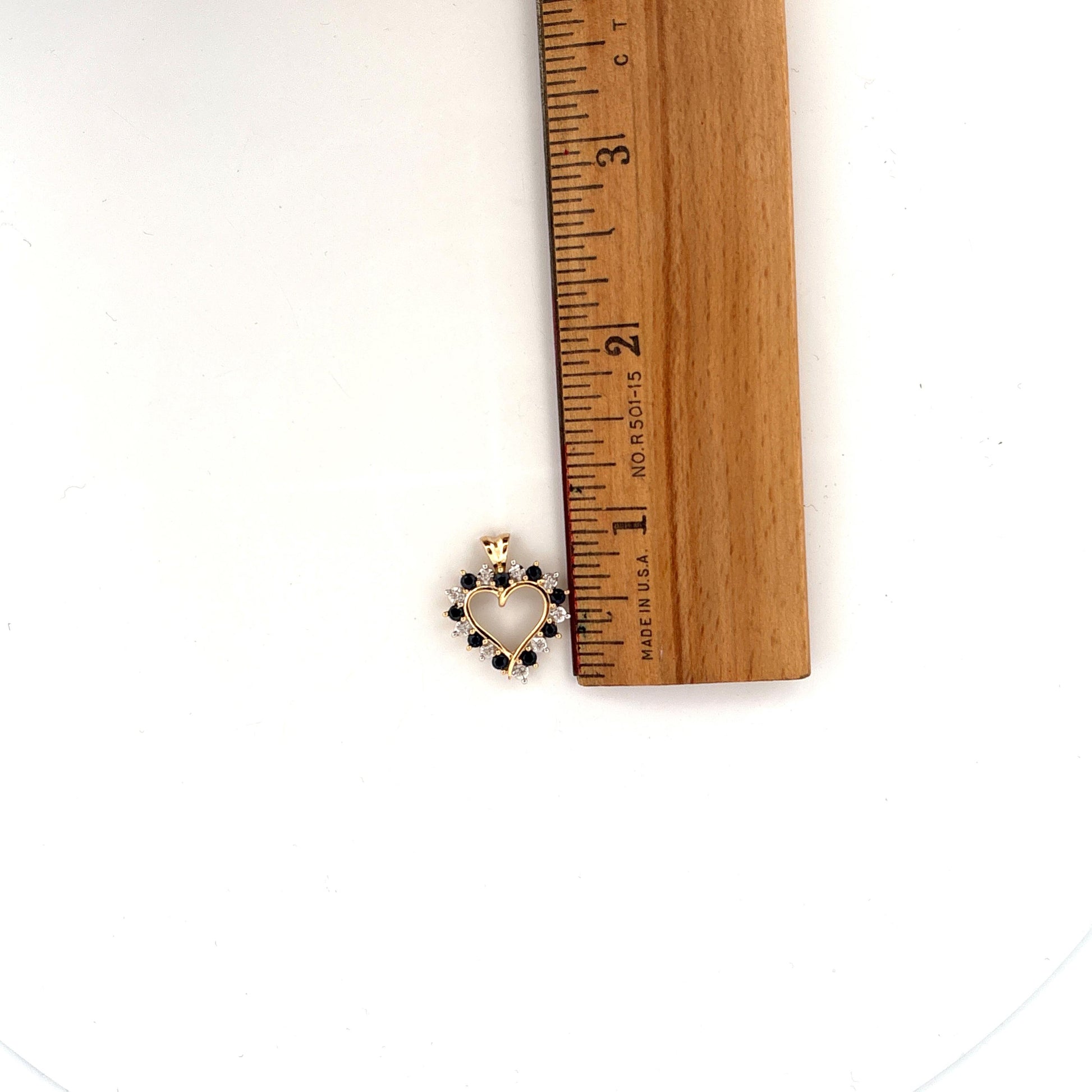 14K Diamond & Sapphire Heart Pendant