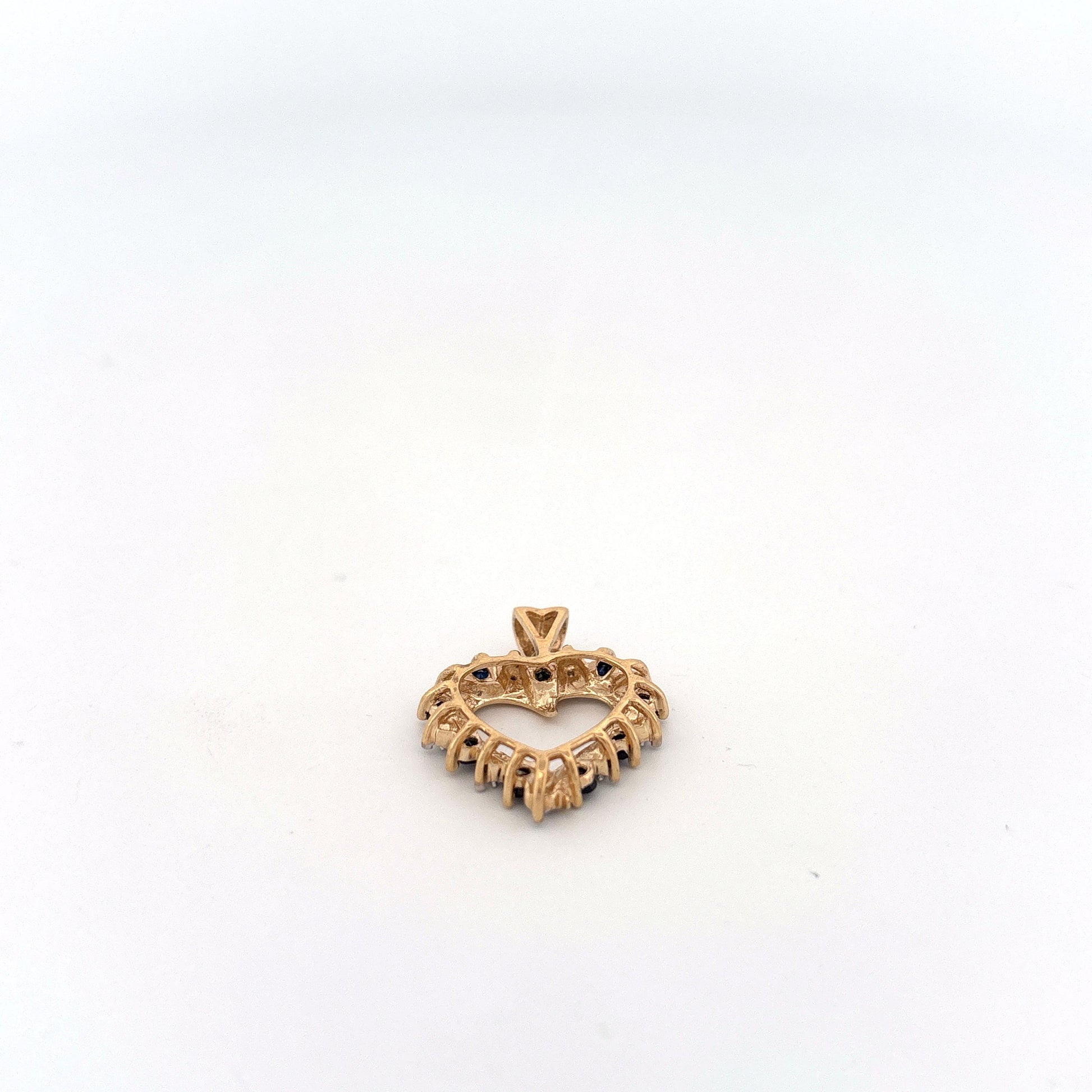 14K Diamond & Sapphire Heart Pendant
