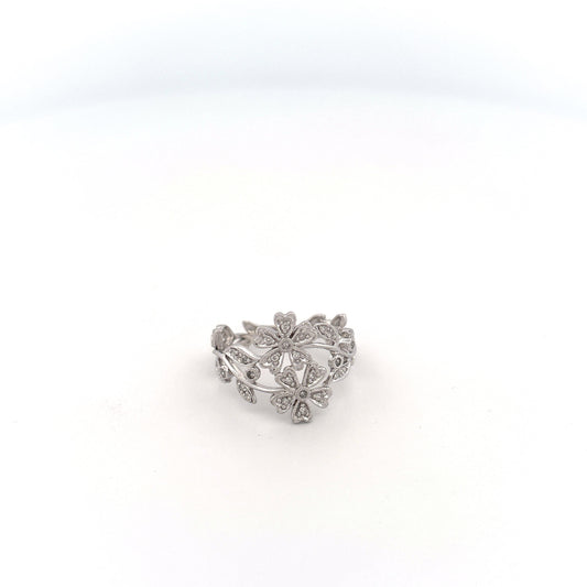 14K White Gold Floral Ring