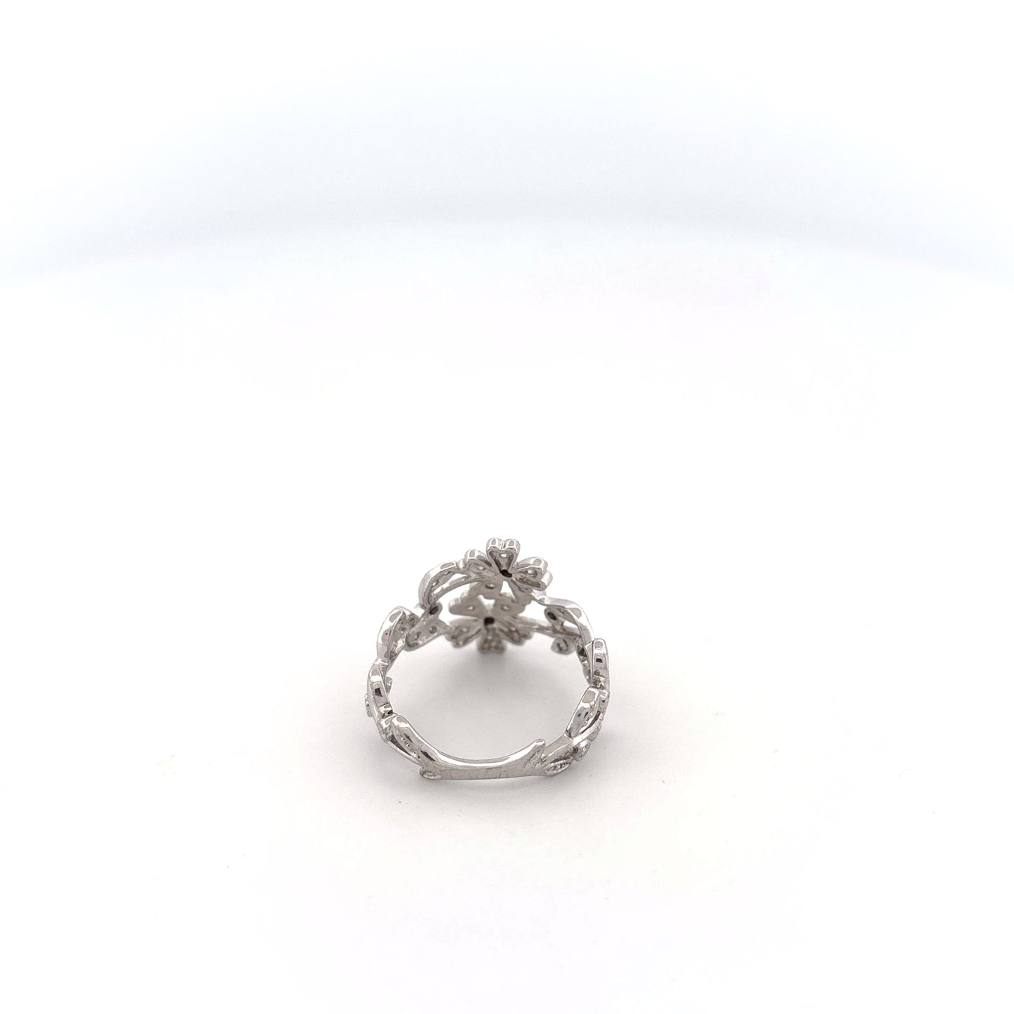 14K White Gold Floral Ring