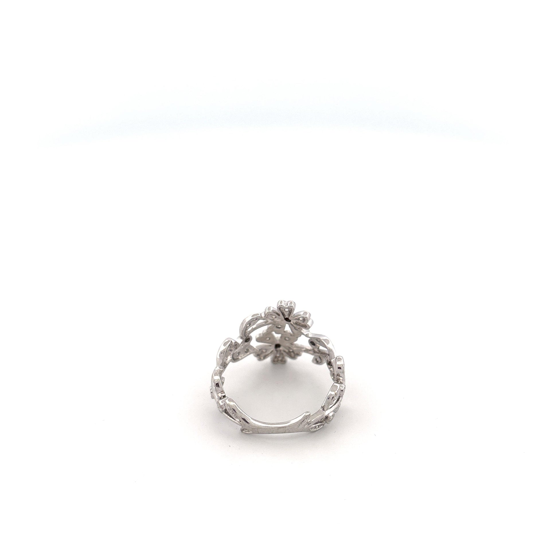 14K White Gold Floral Ring