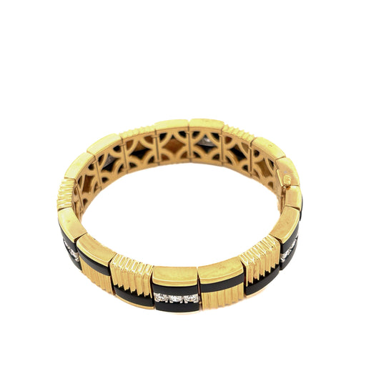 Michael Bondanza 18K Plat Diamond Onyx Bracelet
