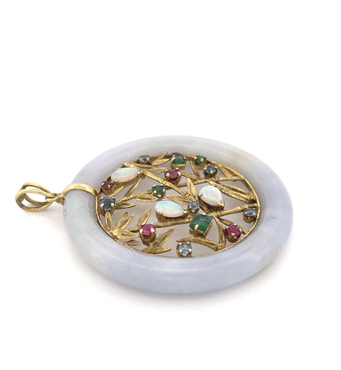 18K Jadeite Gemstone Round Pendant