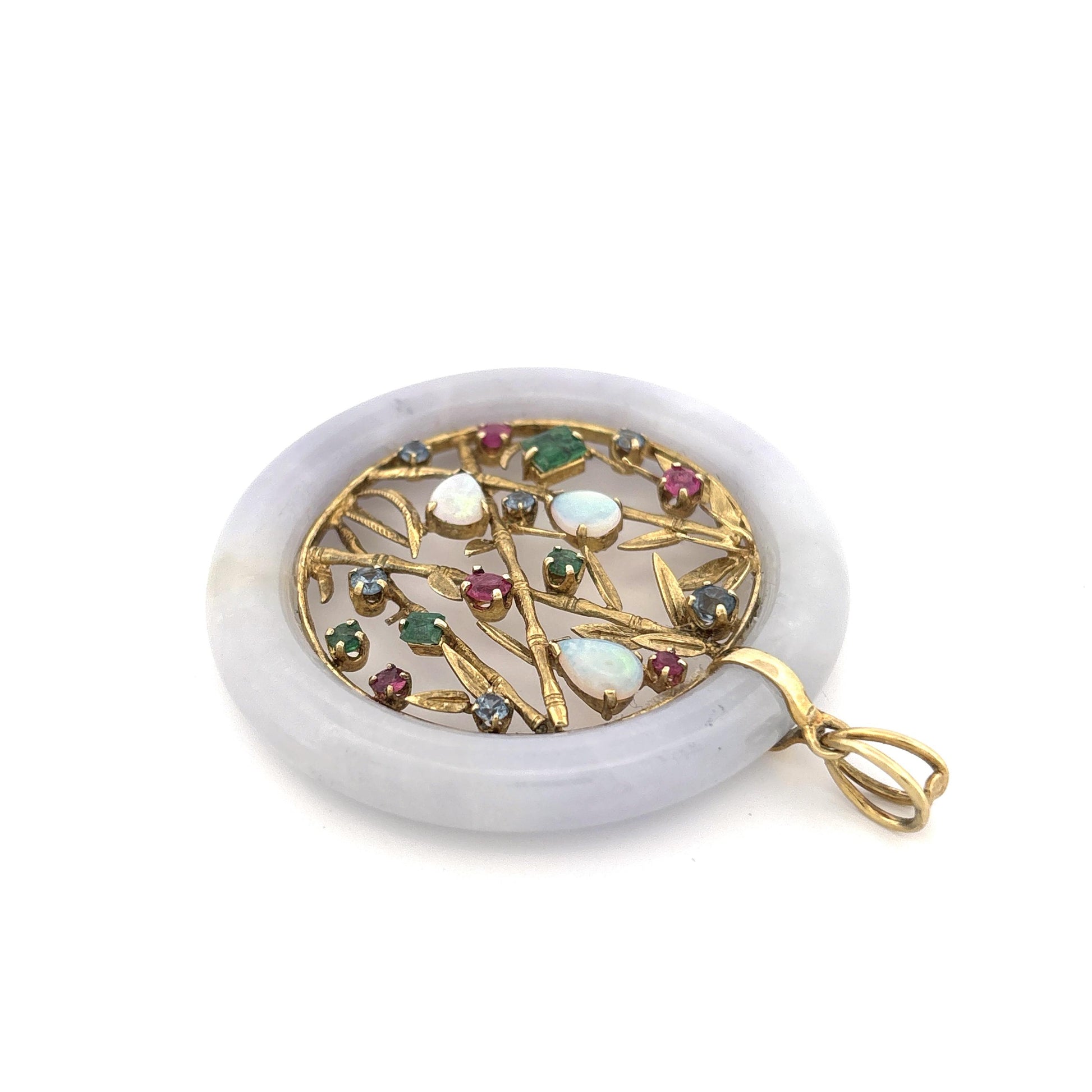 18K Jadeite Gemstone Round Pendant