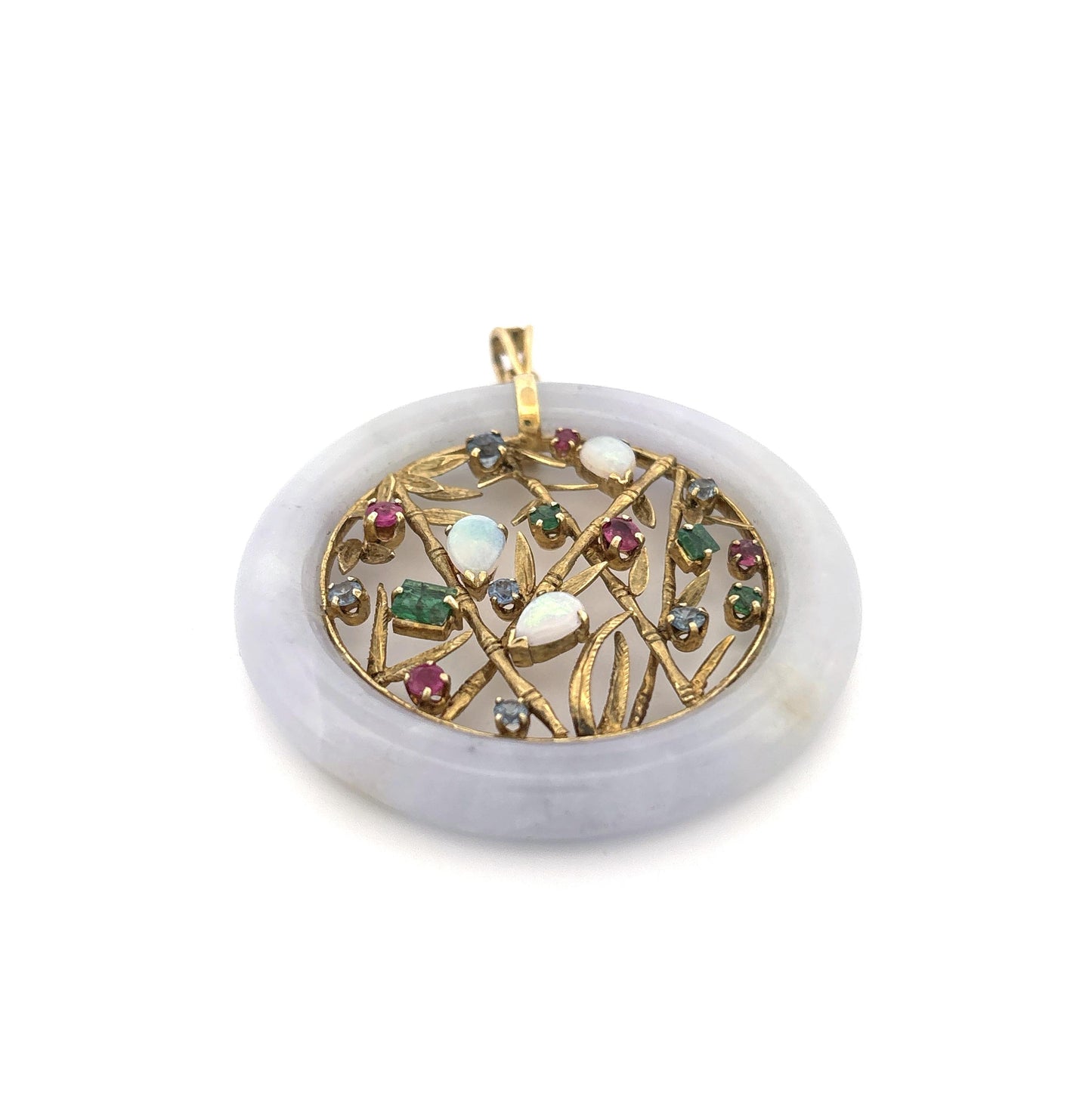 18K Jadeite Gemstone Round Pendant