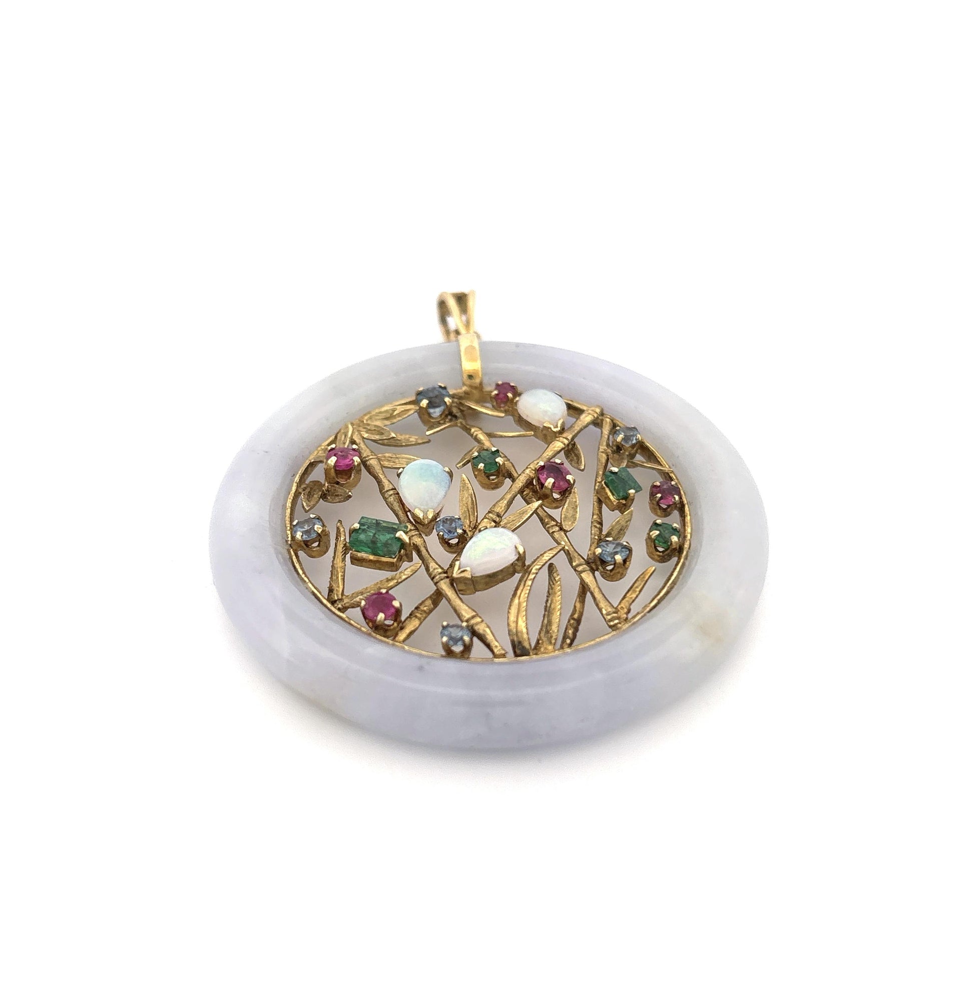 18K Jadeite Gemstone Round Pendant