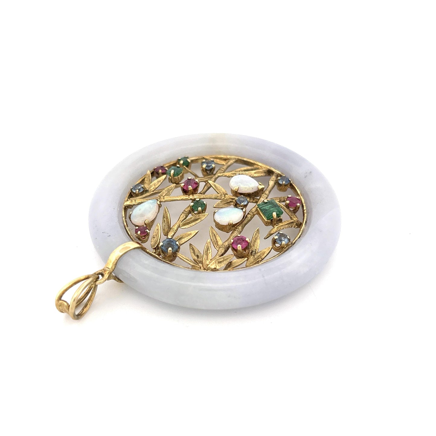 18K Jadeite Gemstone Round Pendant