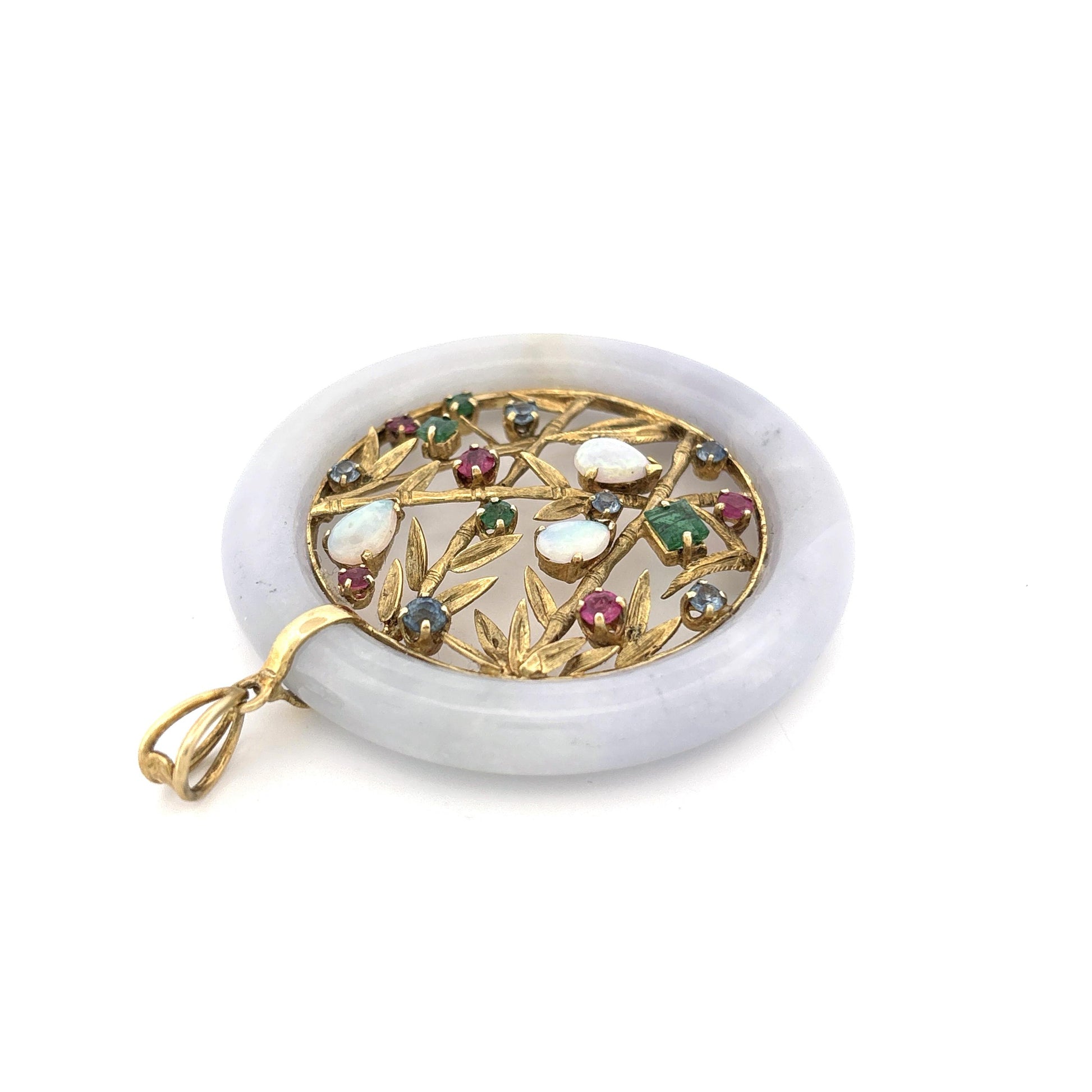 18K Jadeite Gemstone Round Pendant