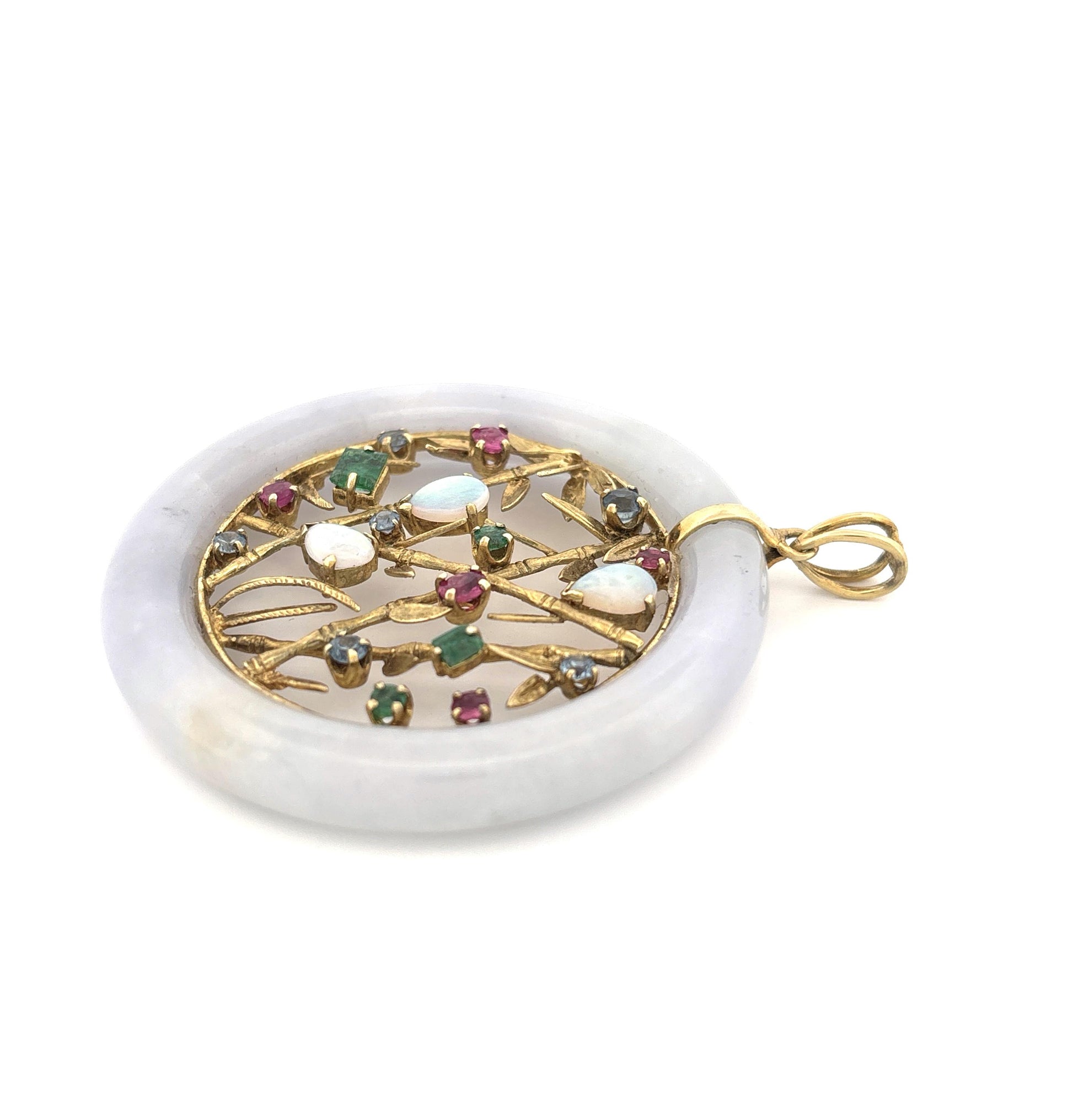 18K Jadeite Gemstone Round Pendant