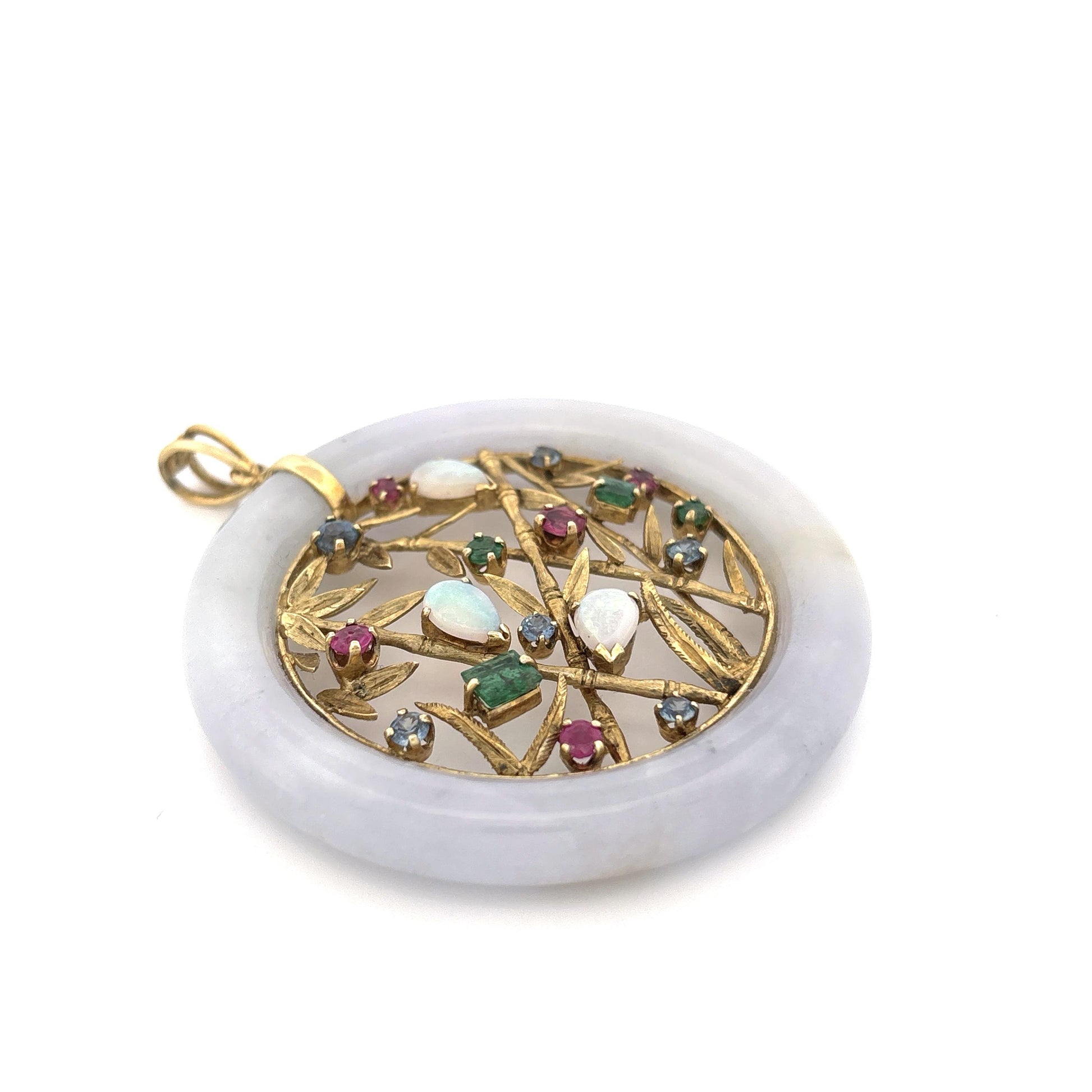 18K Jadeite Gemstone Round Pendant