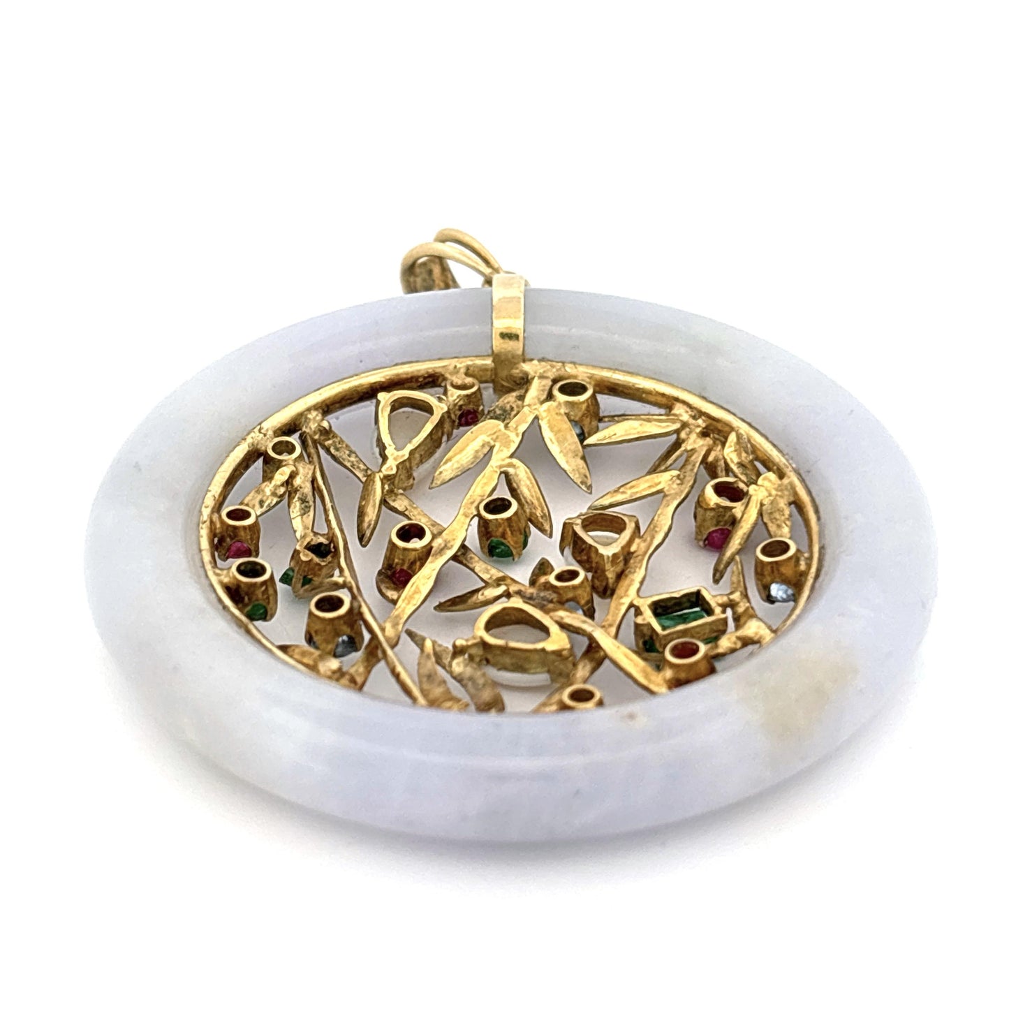 18K Jadeite Gemstone Round Pendant