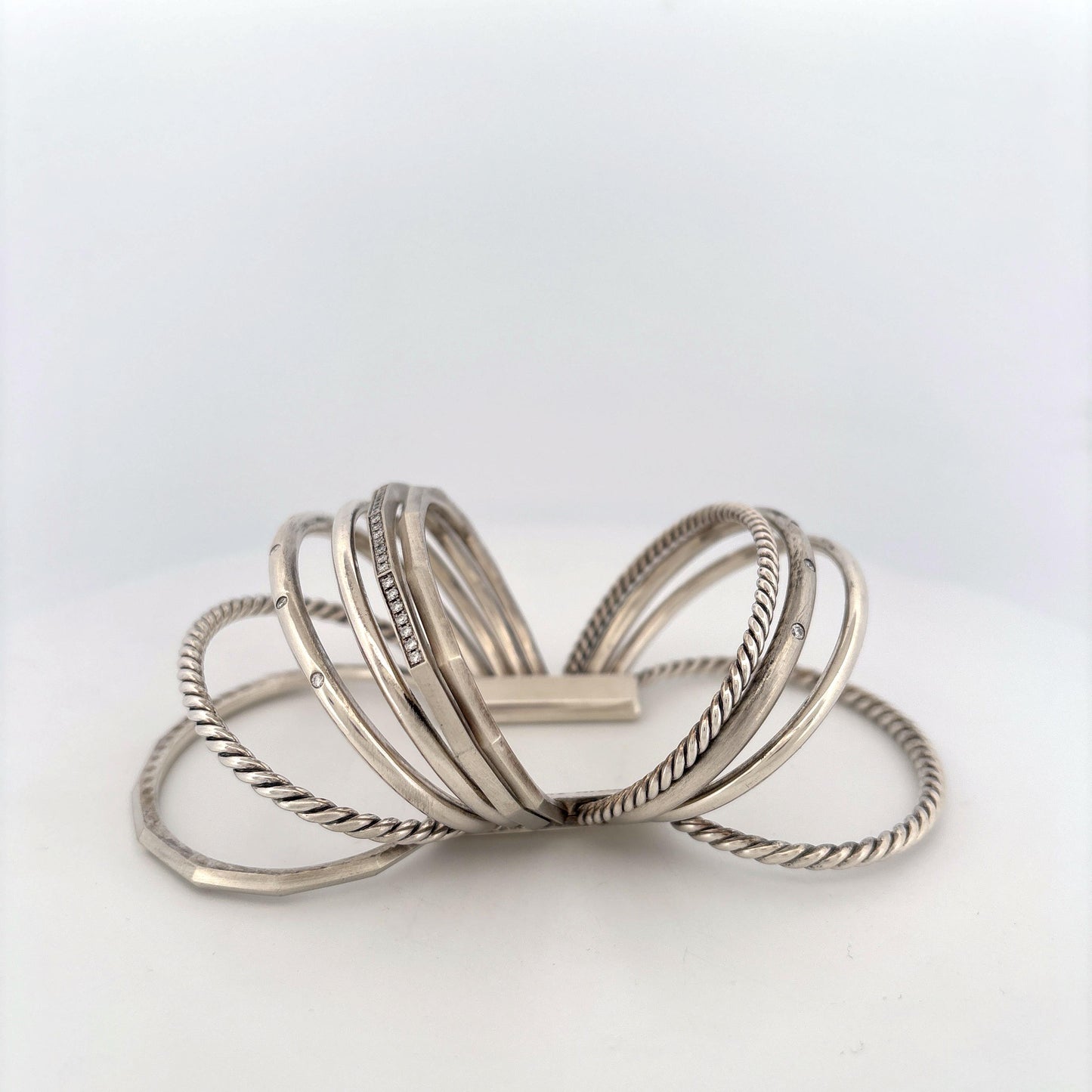 David Yurman Stax 10 Row 925 Cuff Bracelet