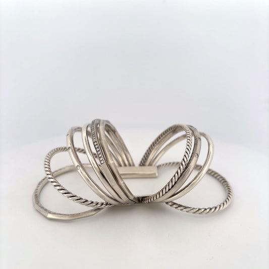 David Yurman Stax 10 Row 925 Cuff Bracelet